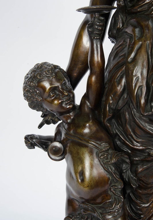 A very good quality classical Italian bronze statue of a mother and child.