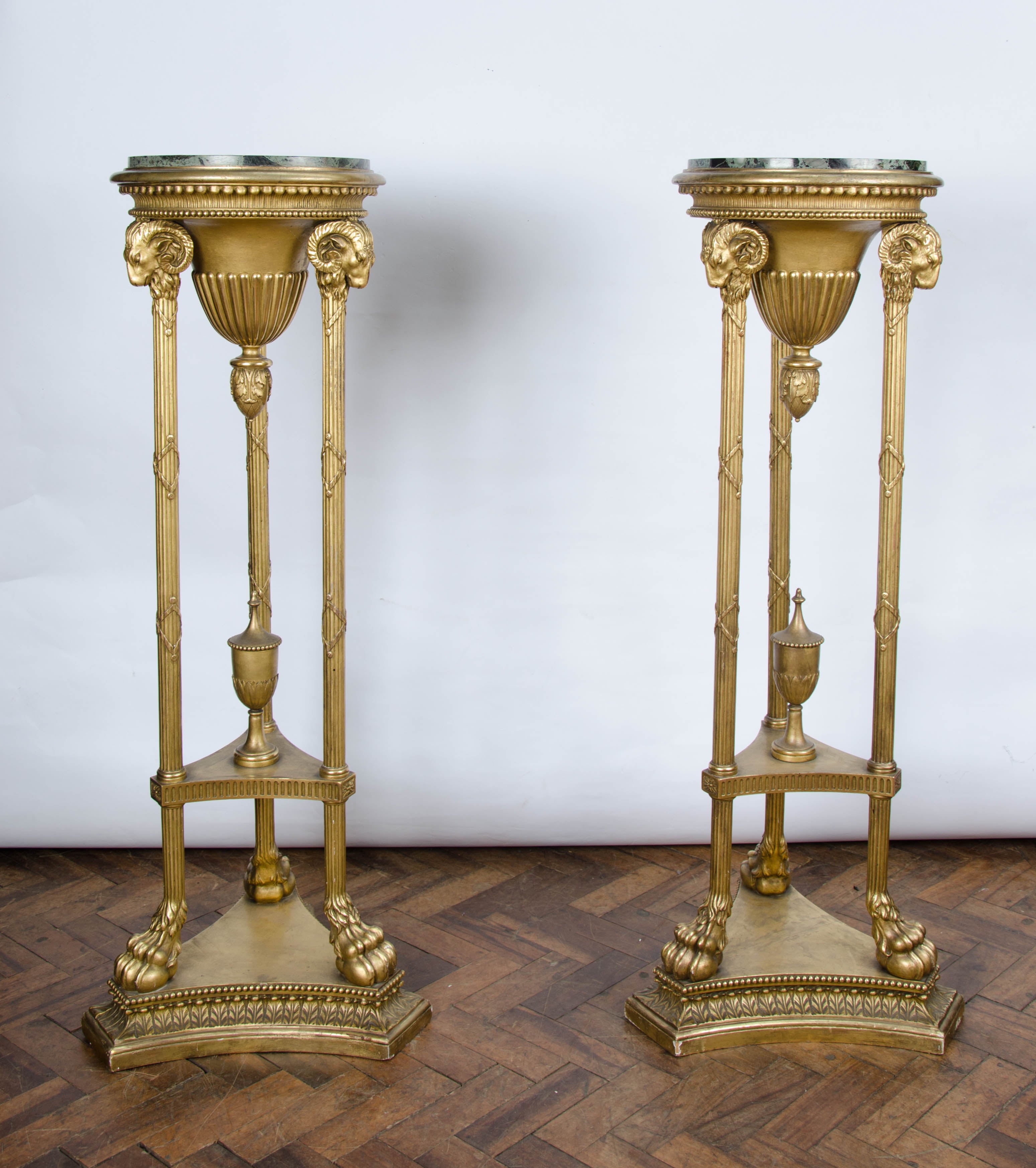 Pair of Adam Style Giltwood Torchas