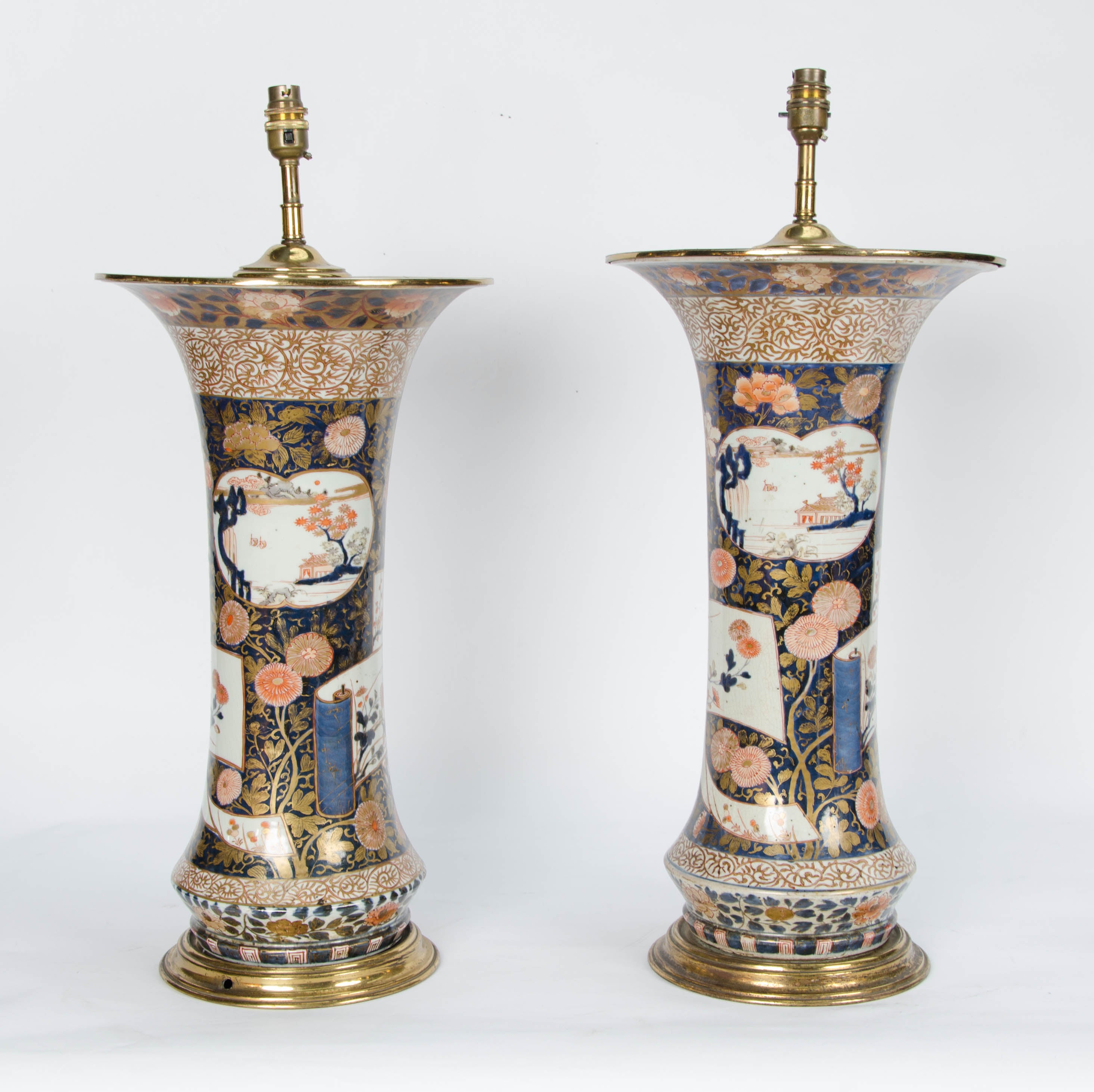 Pair of 18th Century Japanese Imari Vases Turned Lamps