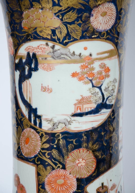 Hand-Painted Pair of 18th Century Japanese Imari Vases Turned Lamps