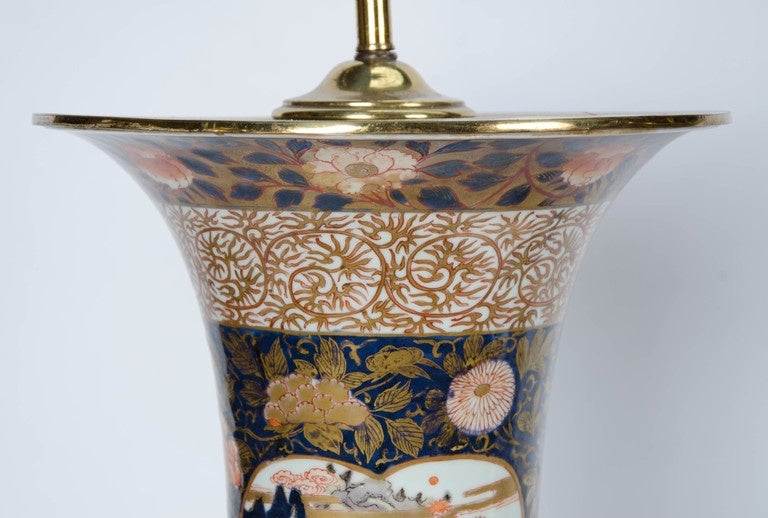 Pair of 18th Century Japanese Imari Vases Turned Lamps In Good Condition In Brighton, Sussex