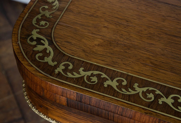 Early 19th Century Pair of Regency Rosewood Brass Inlaid Card Tables For Sale