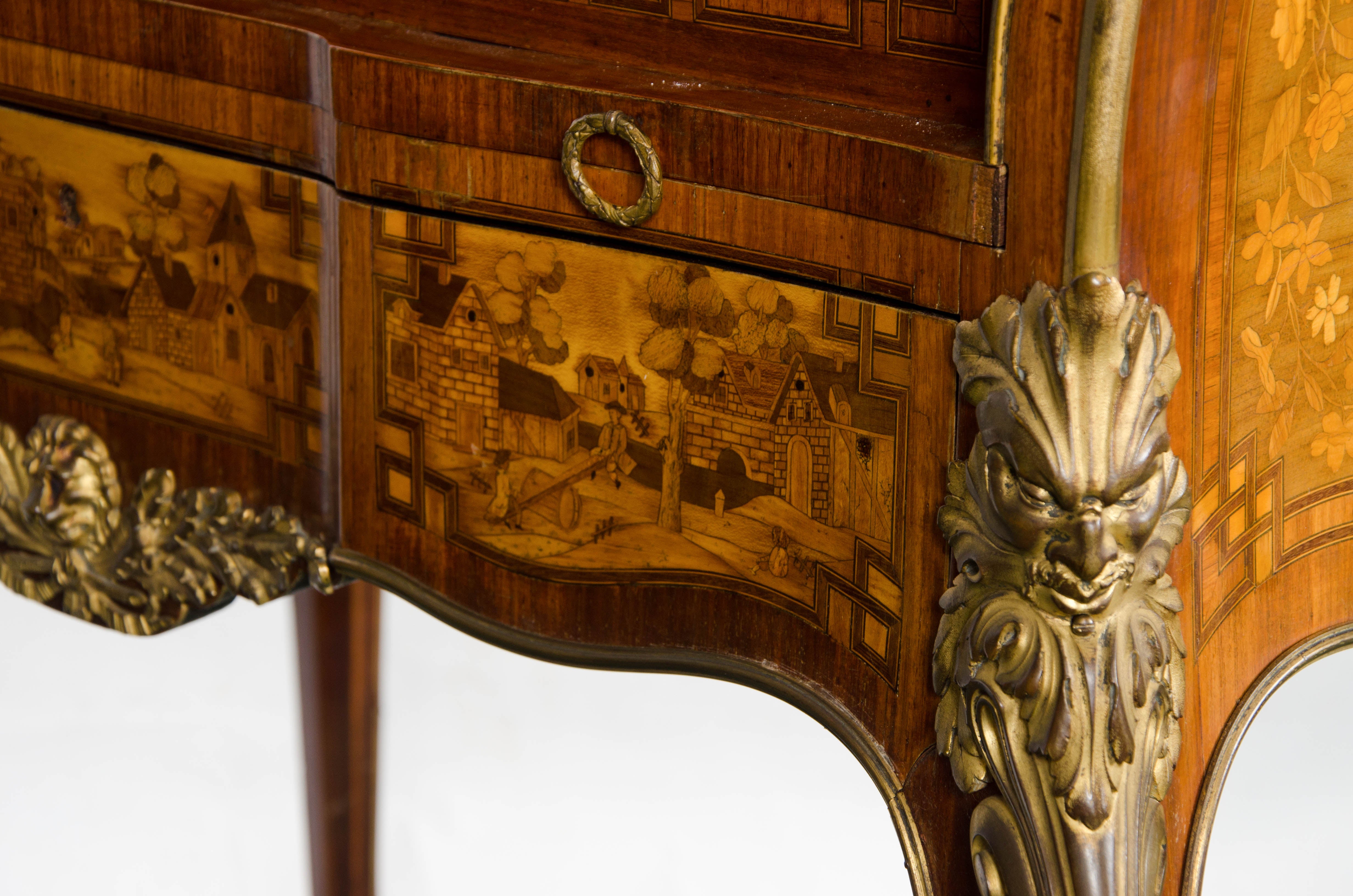 Fin du XIXe siècle Bureau de Dame en marqueterie française du 19ème siècle en vente