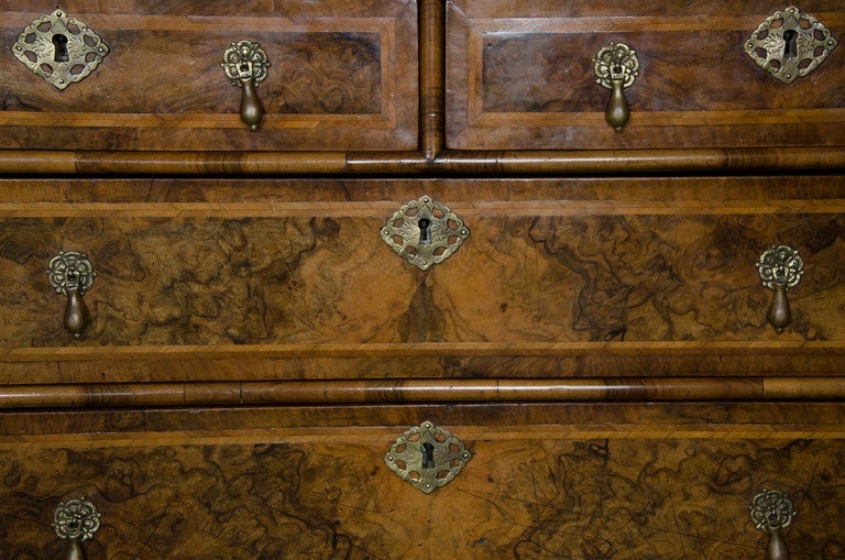 Walnussholz-Doppelkuppel-Bürostühle aus der Queen Anne-Periode, 18. Jahrhundert im Angebot 1