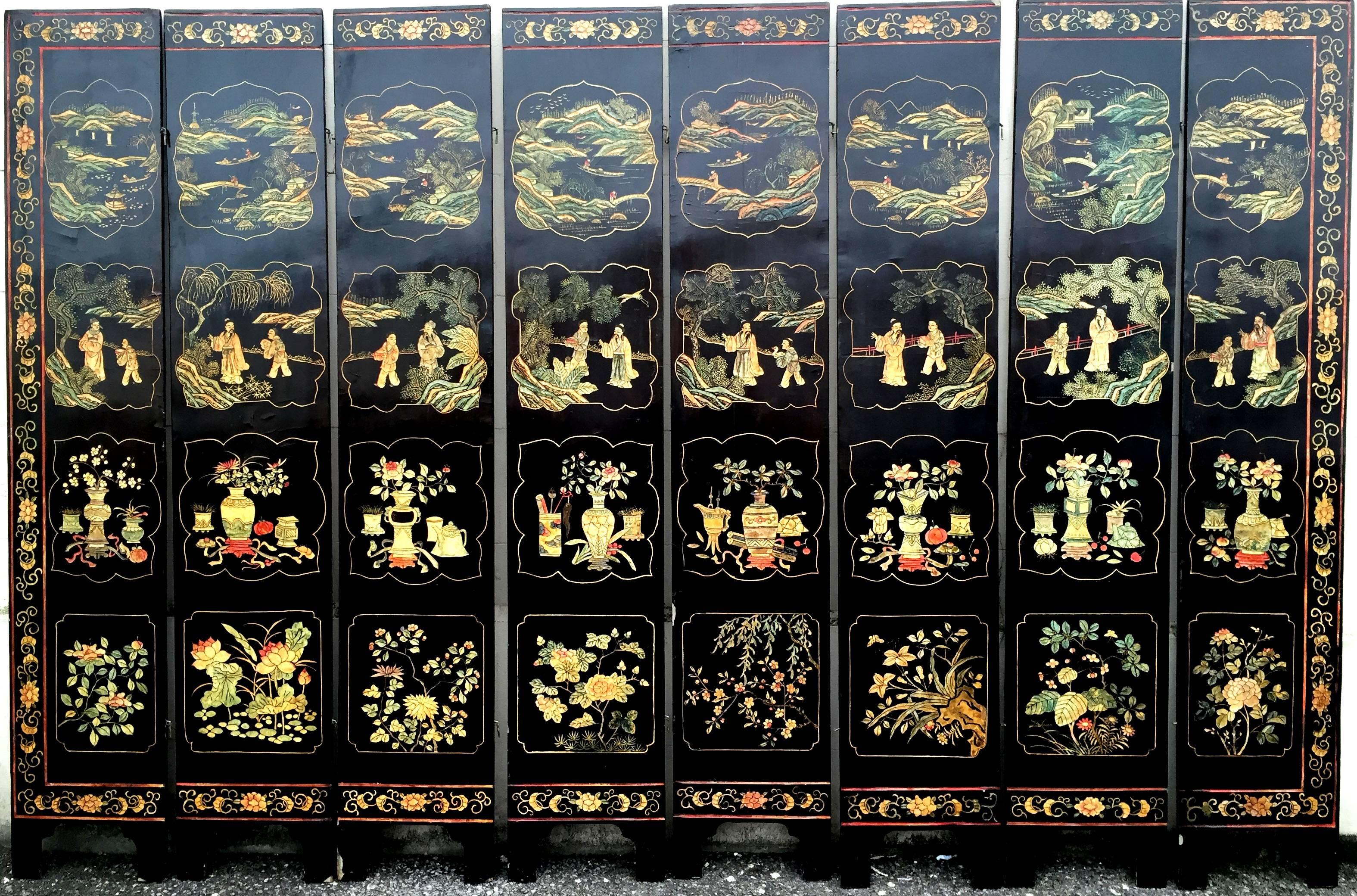 19th Century Chinese Coromandel Lacquer Screen 1