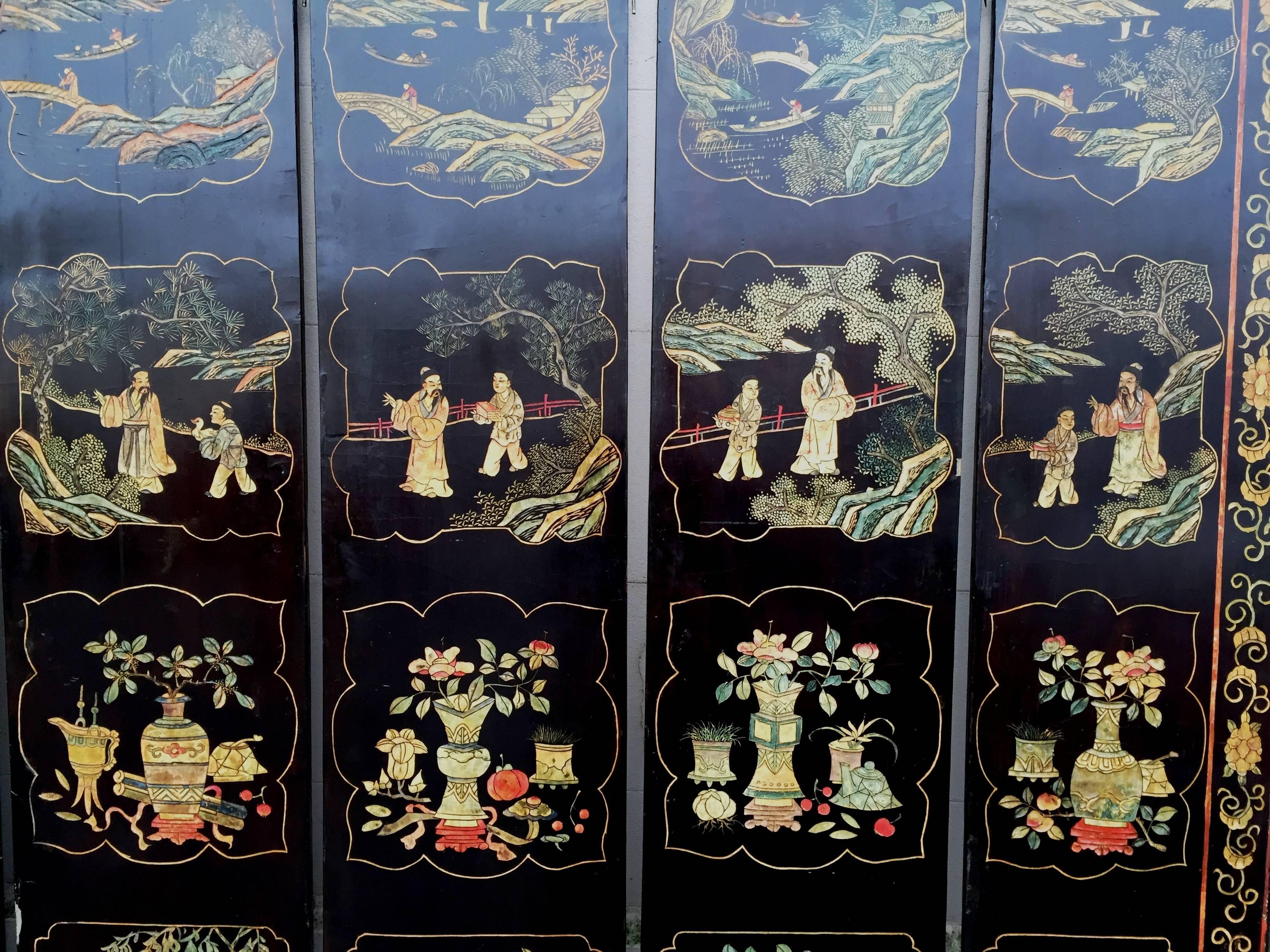 19th Century Chinese Coromandel Lacquer Screen 2
