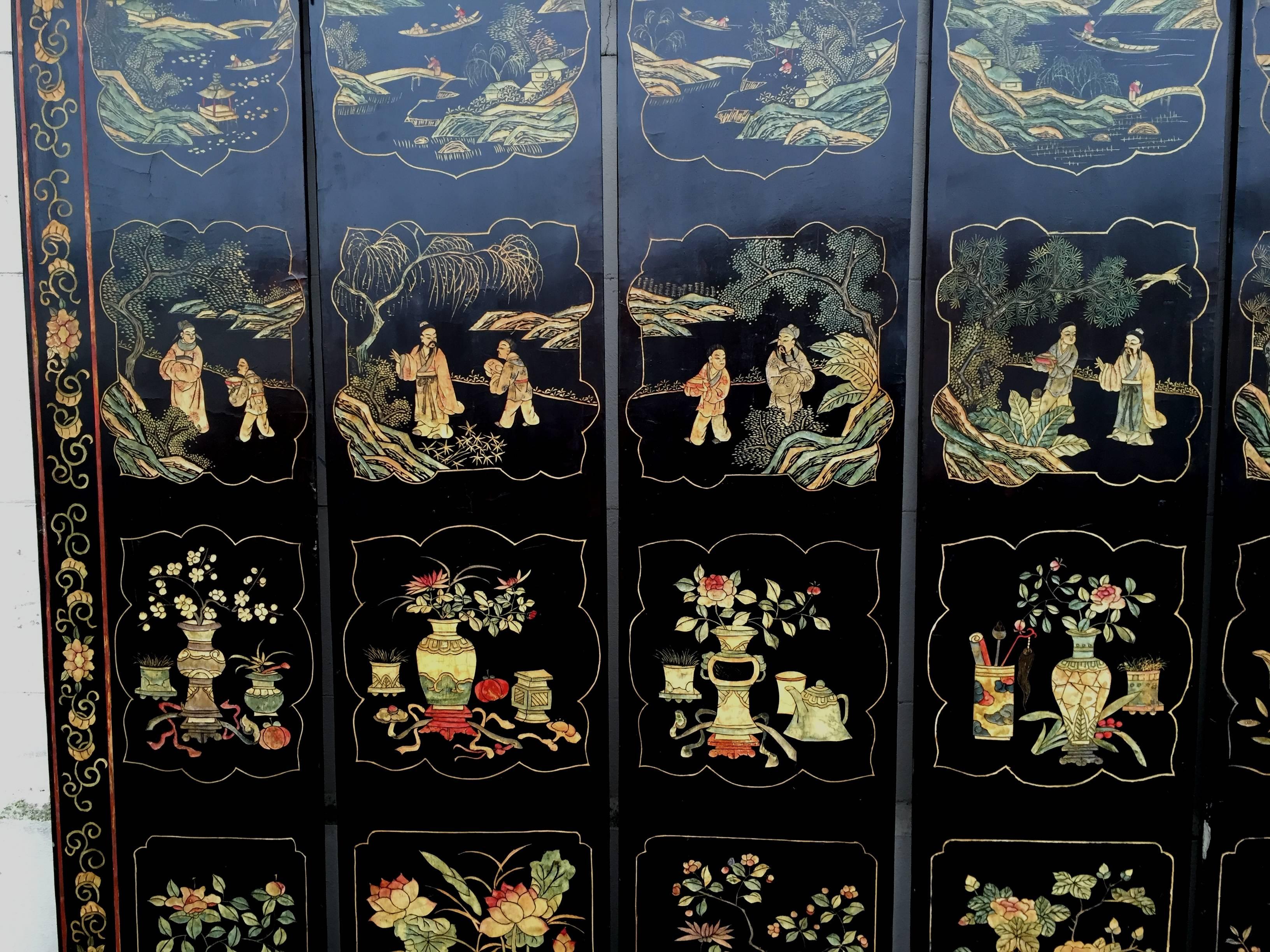 19th Century Chinese Coromandel Lacquer Screen 3