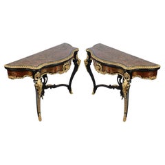 Pair 19th Century French Boulle card tables