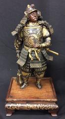 Near Pair of Miyao Bronze Samurai Warriors