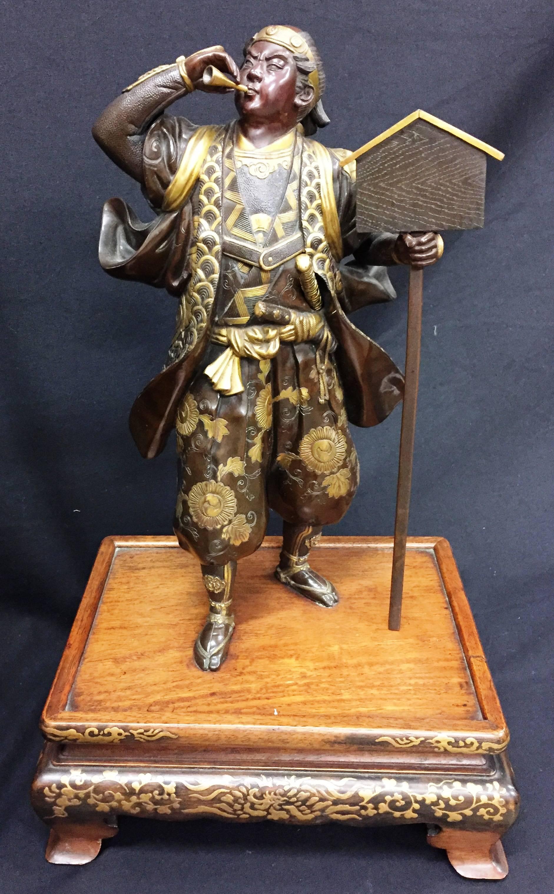 bronze samurai statue