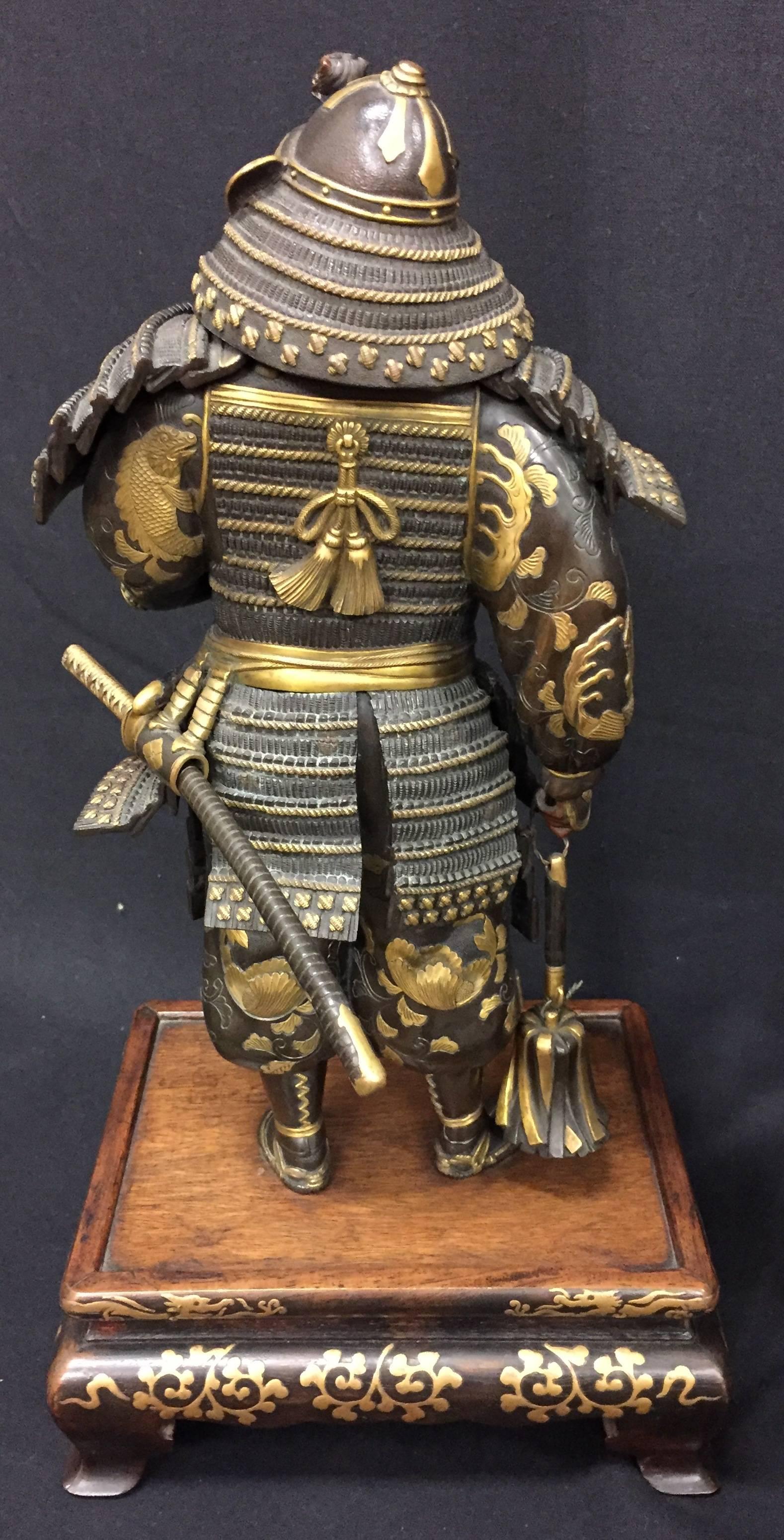 Japanese Near Pair of Miyao Bronze Samurai Warriors