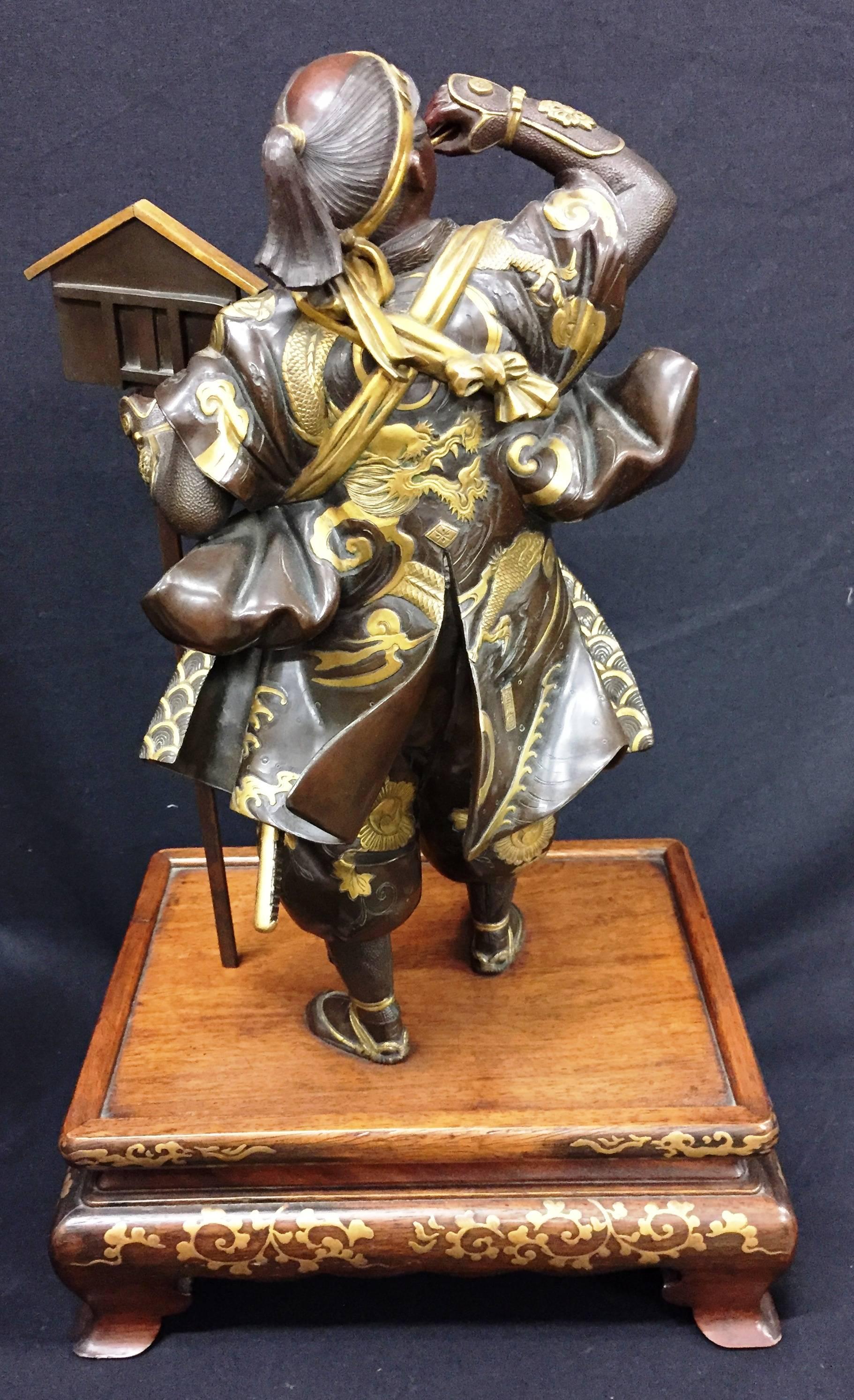 Cast Near Pair of Miyao Bronze Samurai Warriors