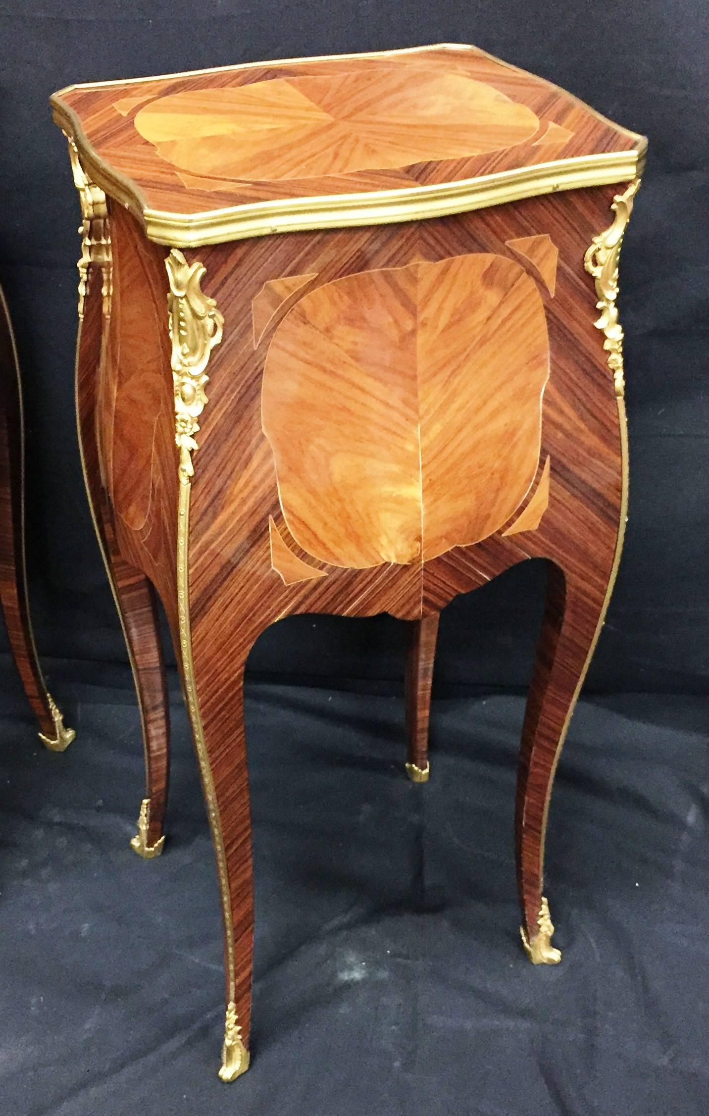 Veneer Pair Louis XV Style Side Tables