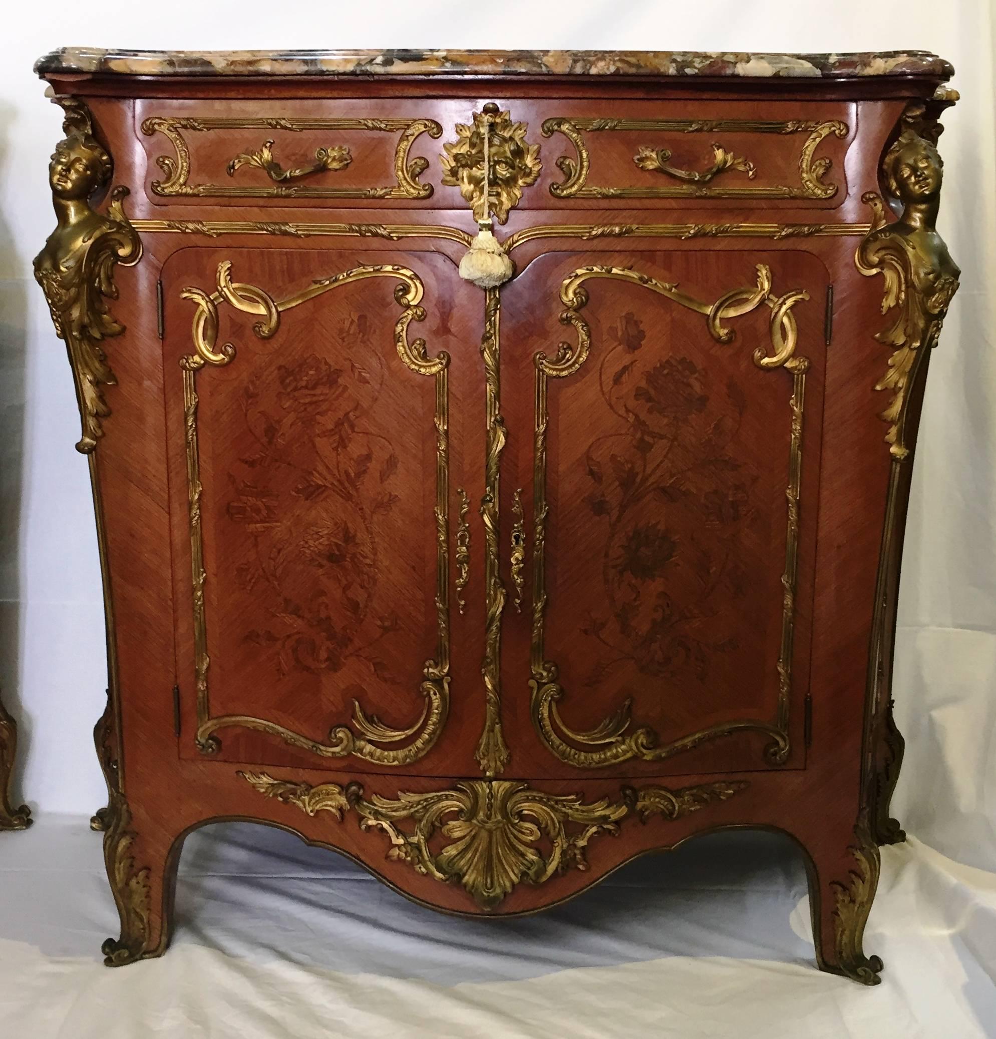 French Rare Pair of Louis XVI  style side cabinets after Joseph Zwiener  For Sale