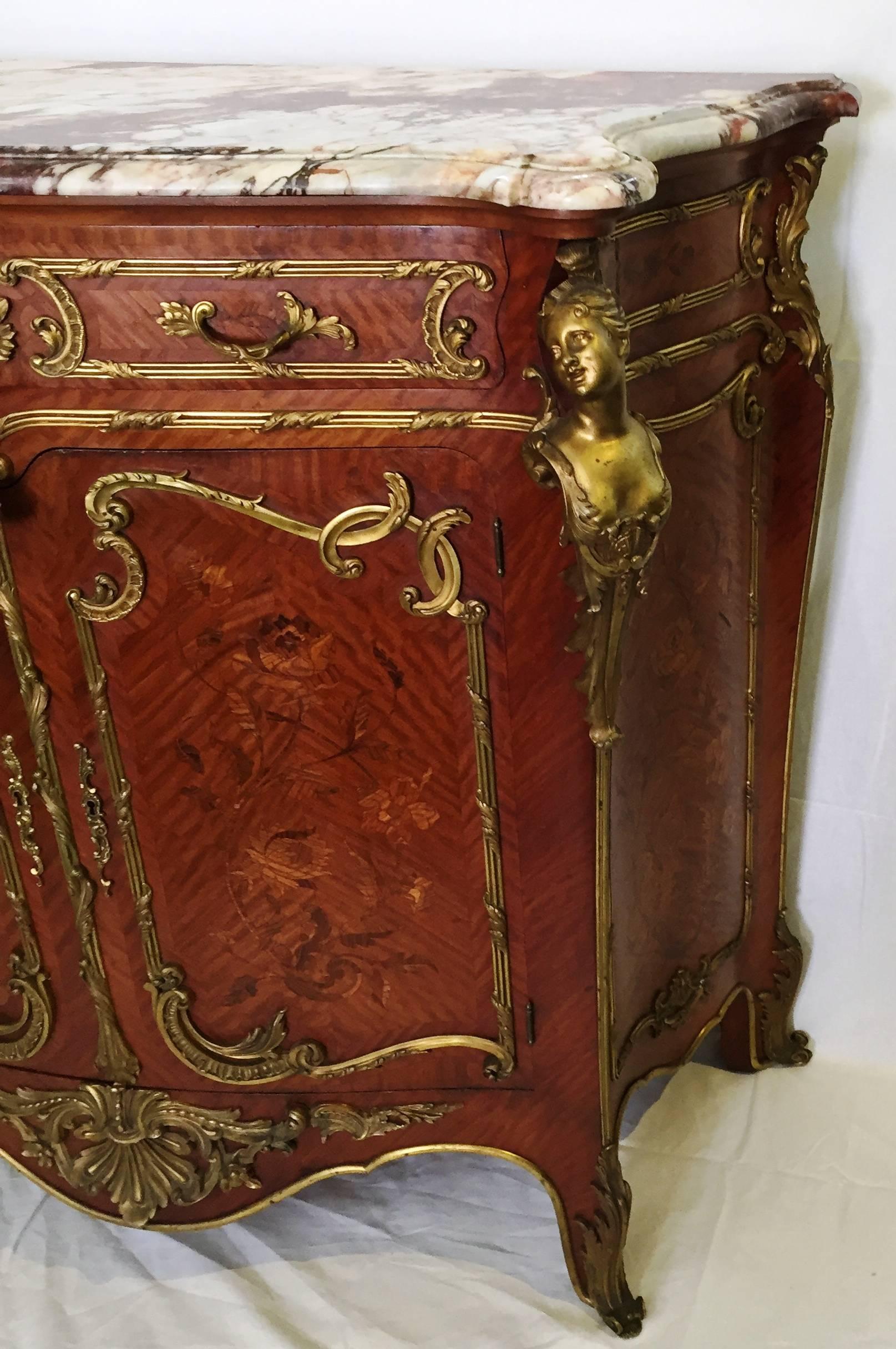 Marquetry Rare Pair of Louis XVI  style side cabinets after Joseph Zwiener  For Sale