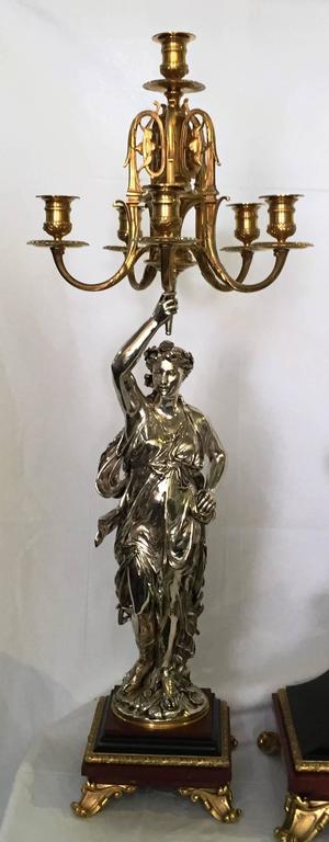 French 19th Century Clock Garniture by L. Gregoire For Sale