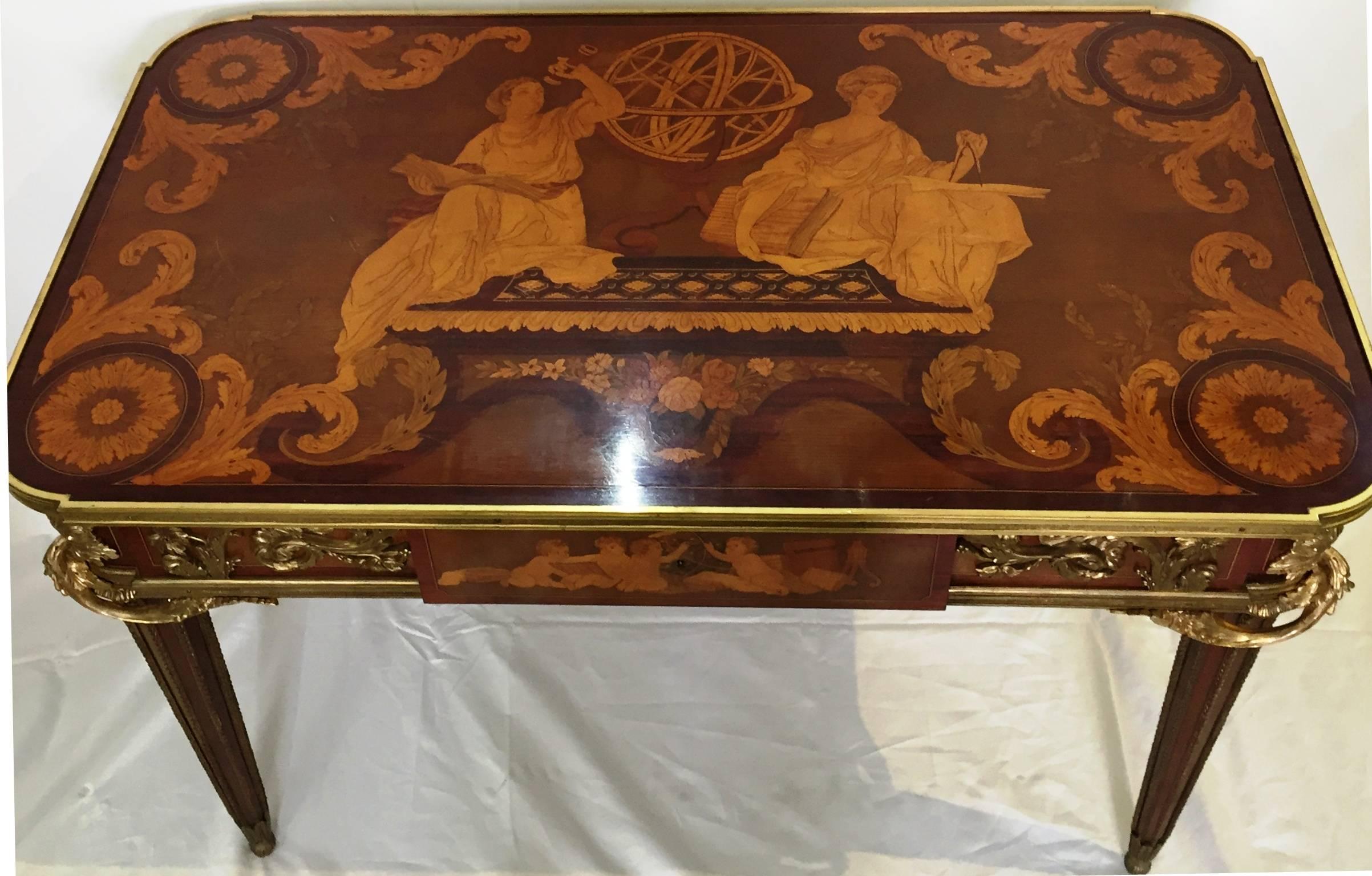 Louis XV Marquetry Inlaid Table by Krieger