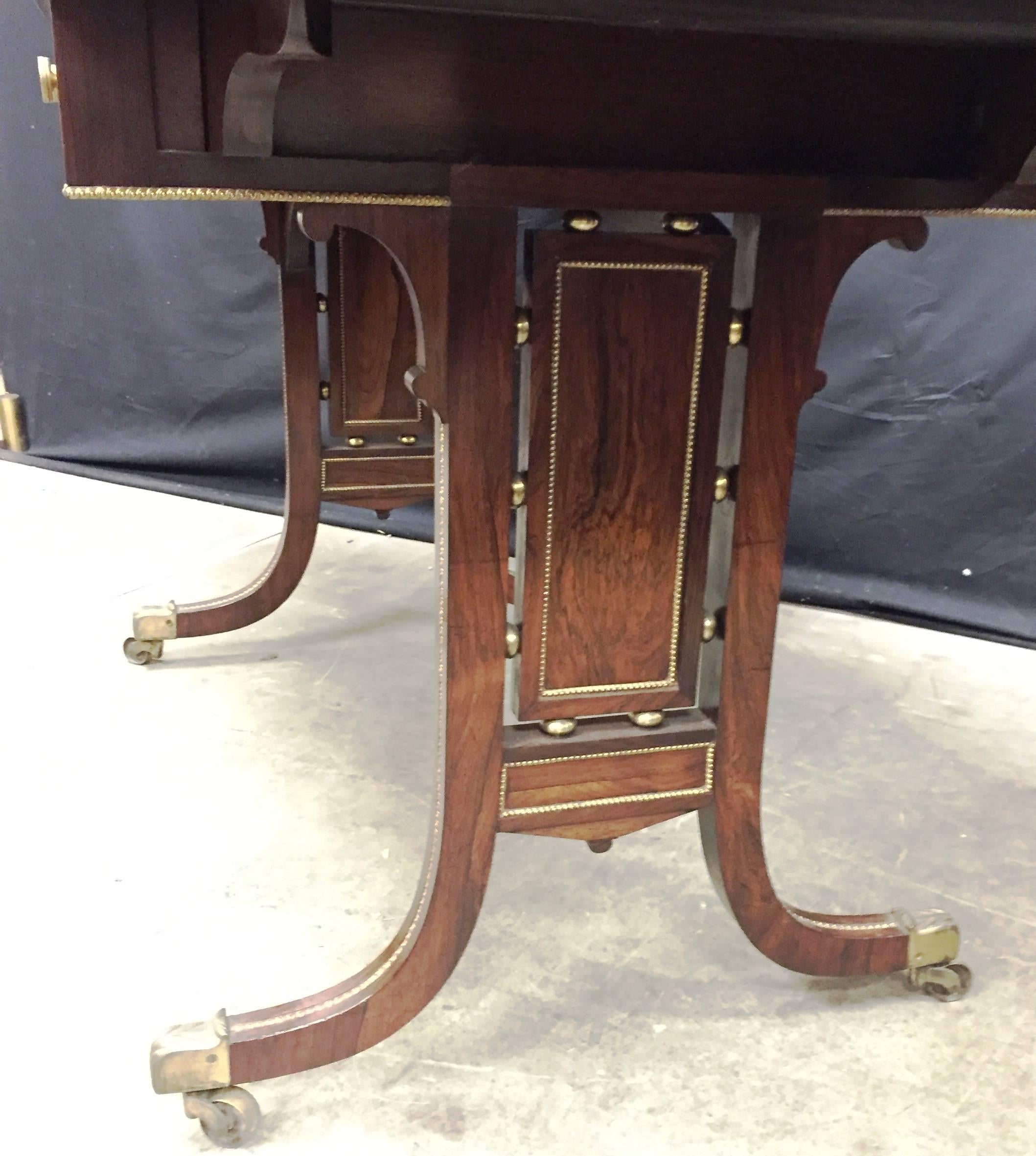 English Regency Period, Brass Inlaid Sofa Table For Sale