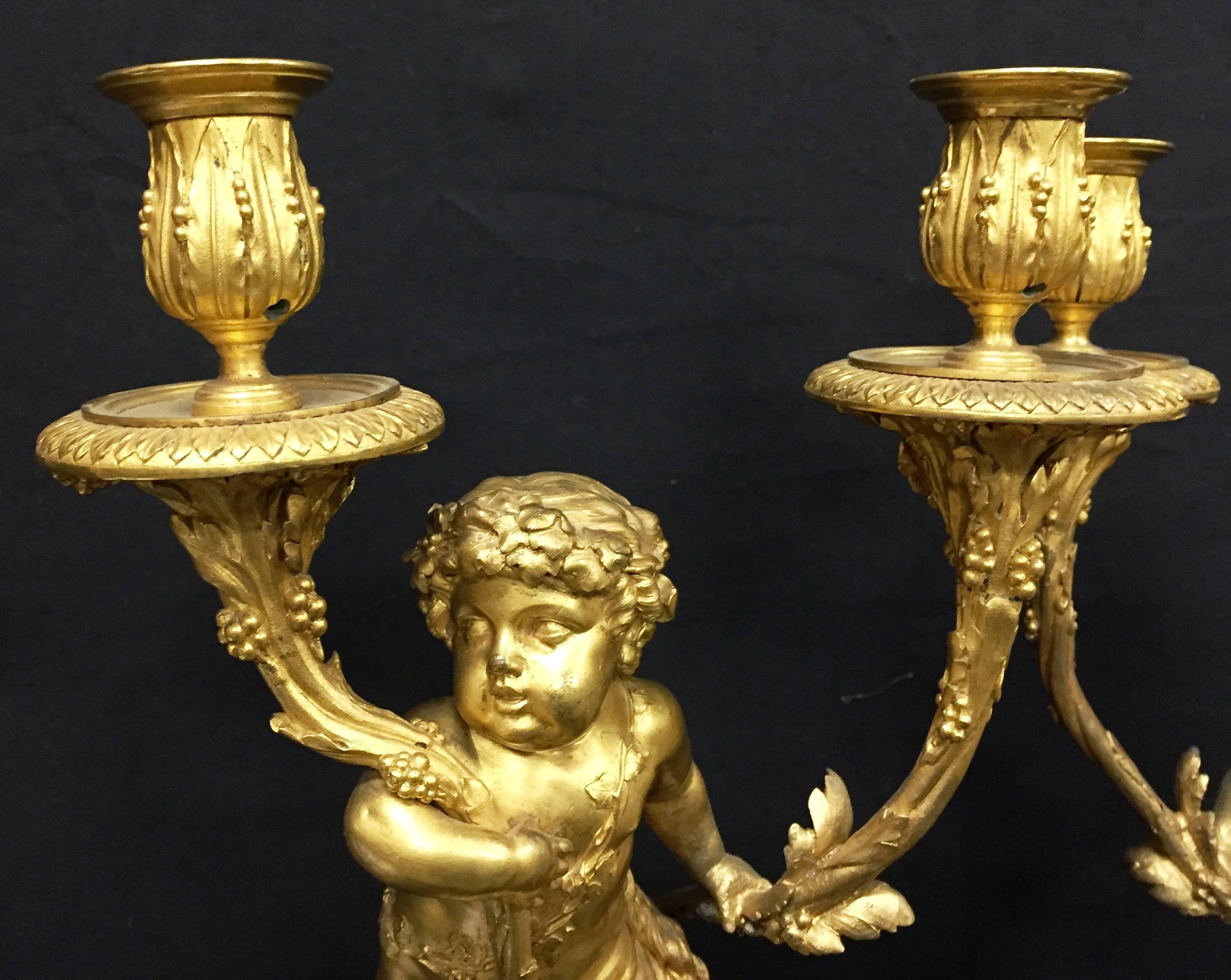 Pair Louis XVI Style Candelabra, 19th Century In Good Condition For Sale In Brighton, Sussex