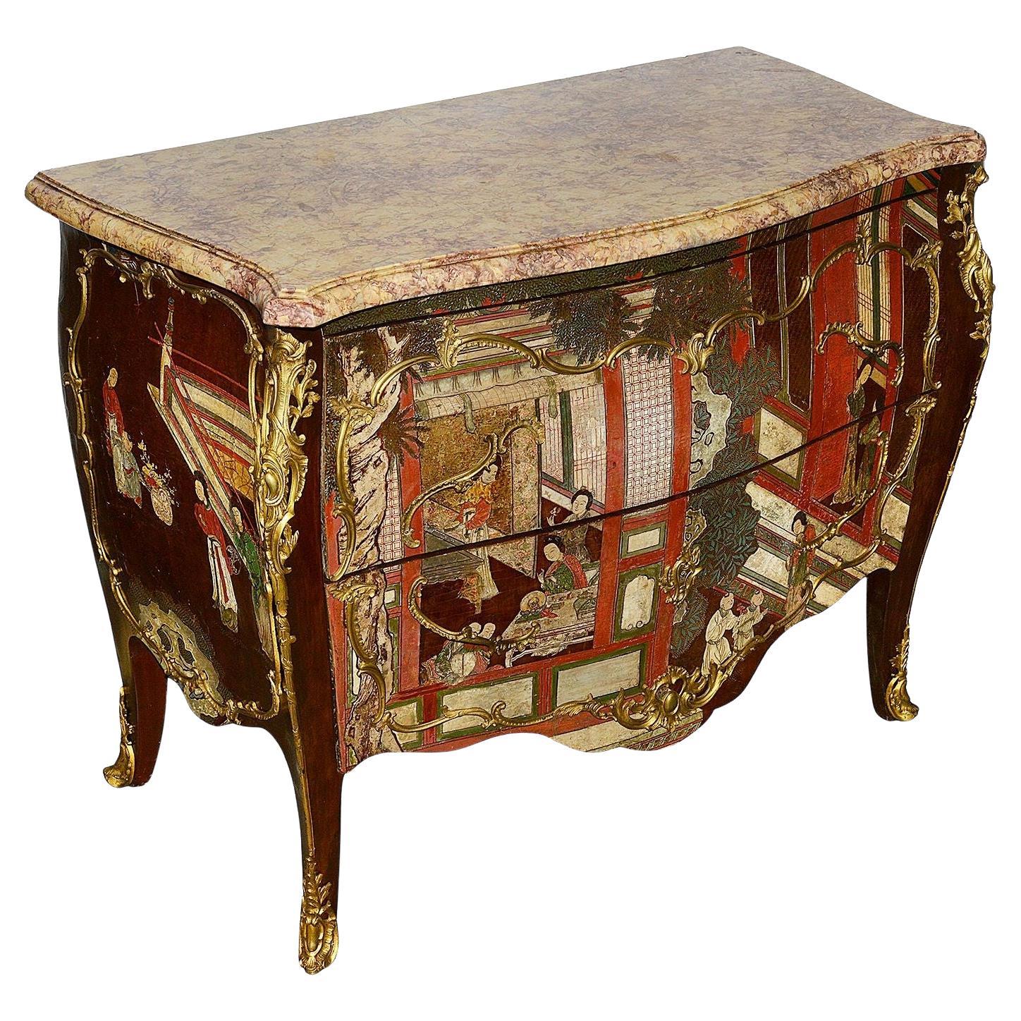Commodo laccato in stile Chinoiserie del XVIII secolo. in vendita
