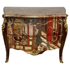 Cómoda lacada estilo Chinoiserie del siglo XVIII.