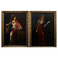 Pair C18th paintings of the Siblys, Cumae + Delphi.