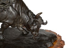 Japanese Bronze Woodsman + Buffalo, Meiji period. 68cm