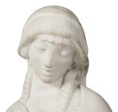 Italian school marble girl, C19th. By Barranti, Florence
