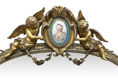 Monumental Sevres porcelain mounted wall mirror, circa 1880. 244cm high