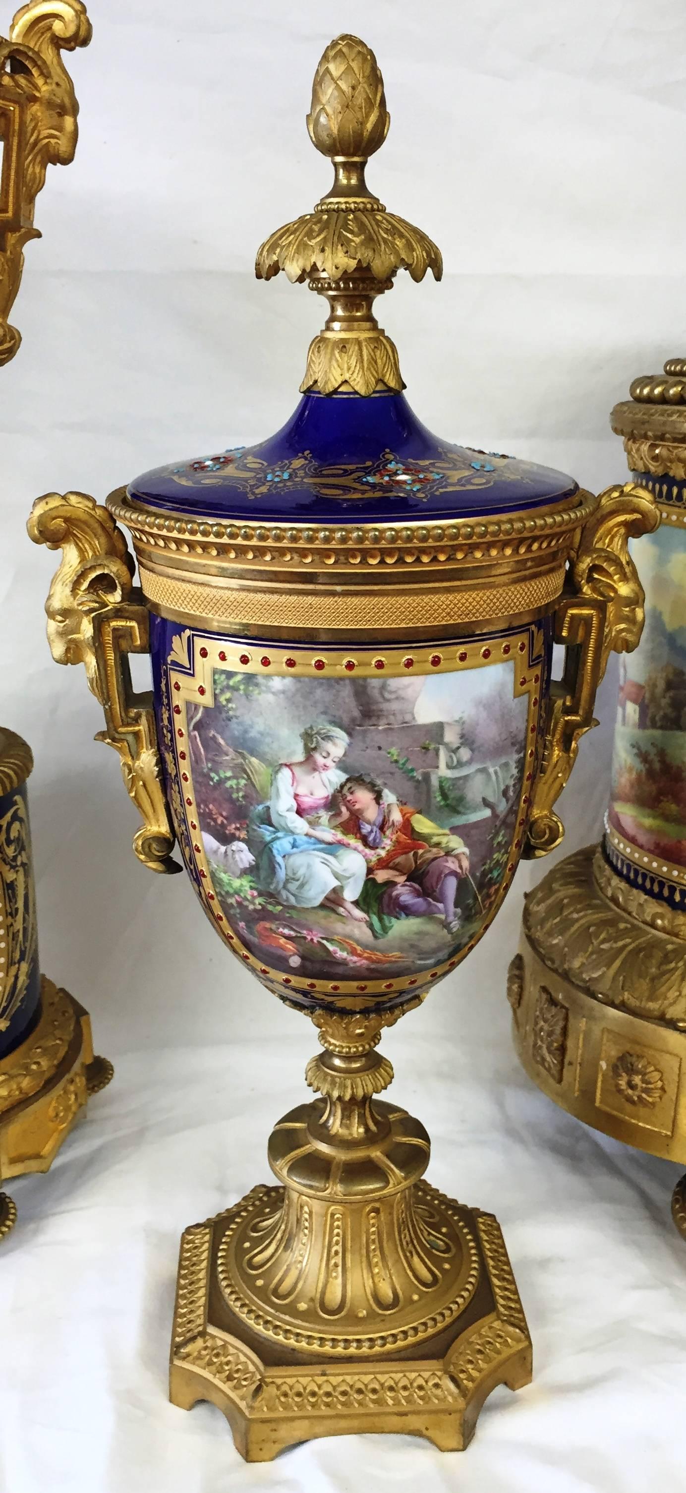 Late 19th Century 19th Century Sevres Clock Set For Sale