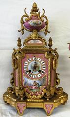 19th Century French Sevres Porcelain Clock Set