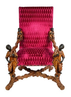 Fauteuil sculpté de style vénitien du XVIIIe siècle.