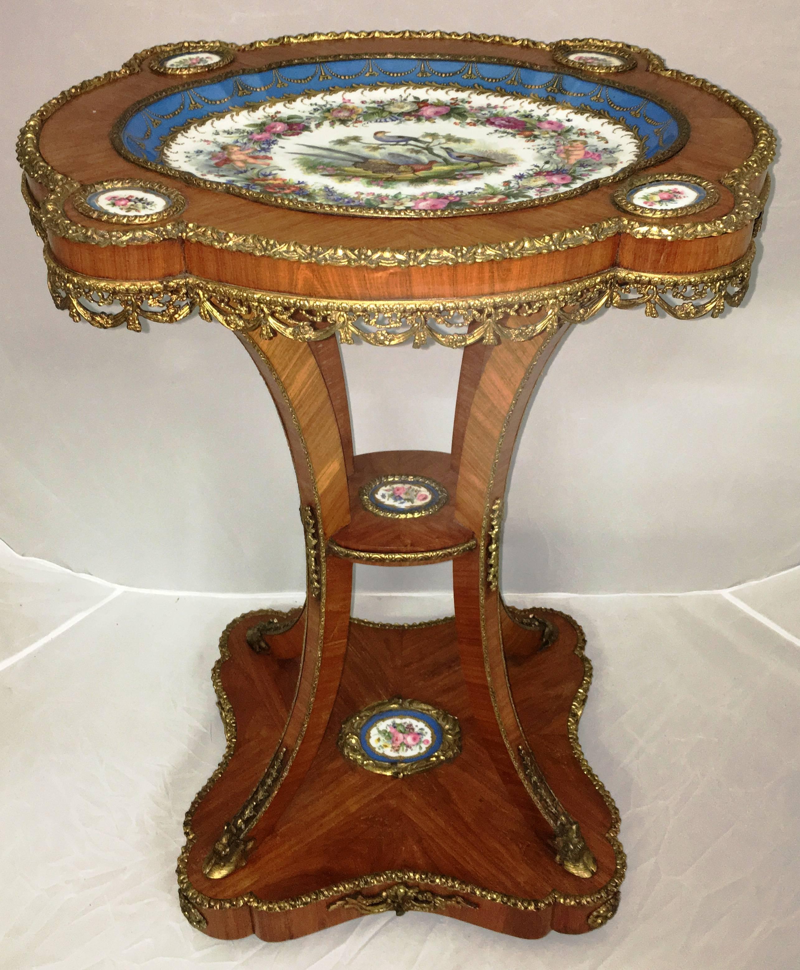Hand-Painted Pair 19th Century French Sèvres style Porcelain Tables For Sale