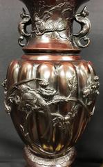 Large Pair of 19th Century Japanese Bronze Vases or Lamps