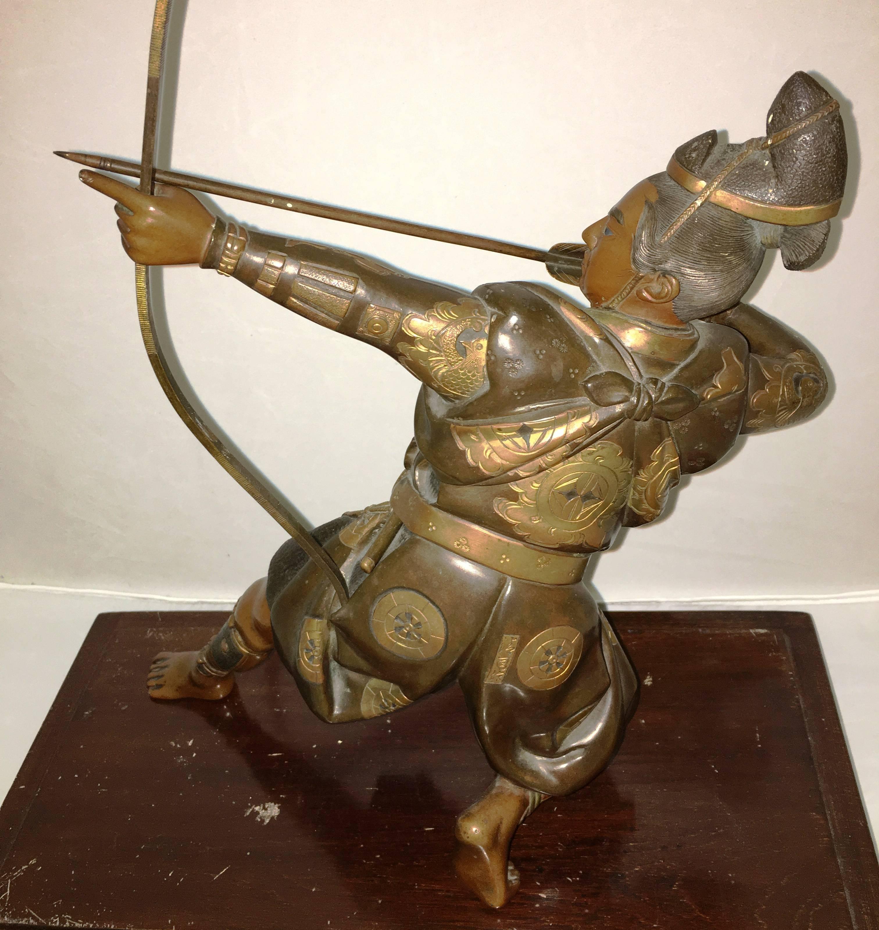 Miyao Influenced Japanese Bronze of Archer In Good Condition In Brighton, Sussex