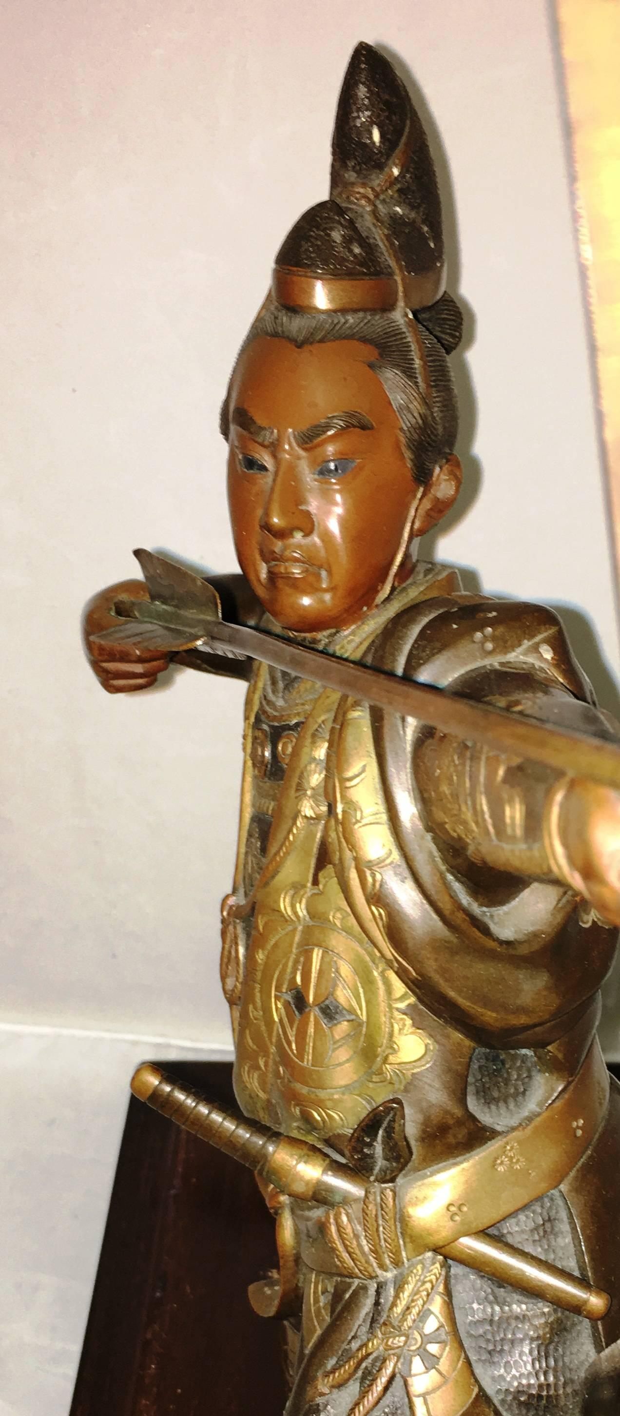 19th Century Miyao Influenced Japanese Bronze of Archer