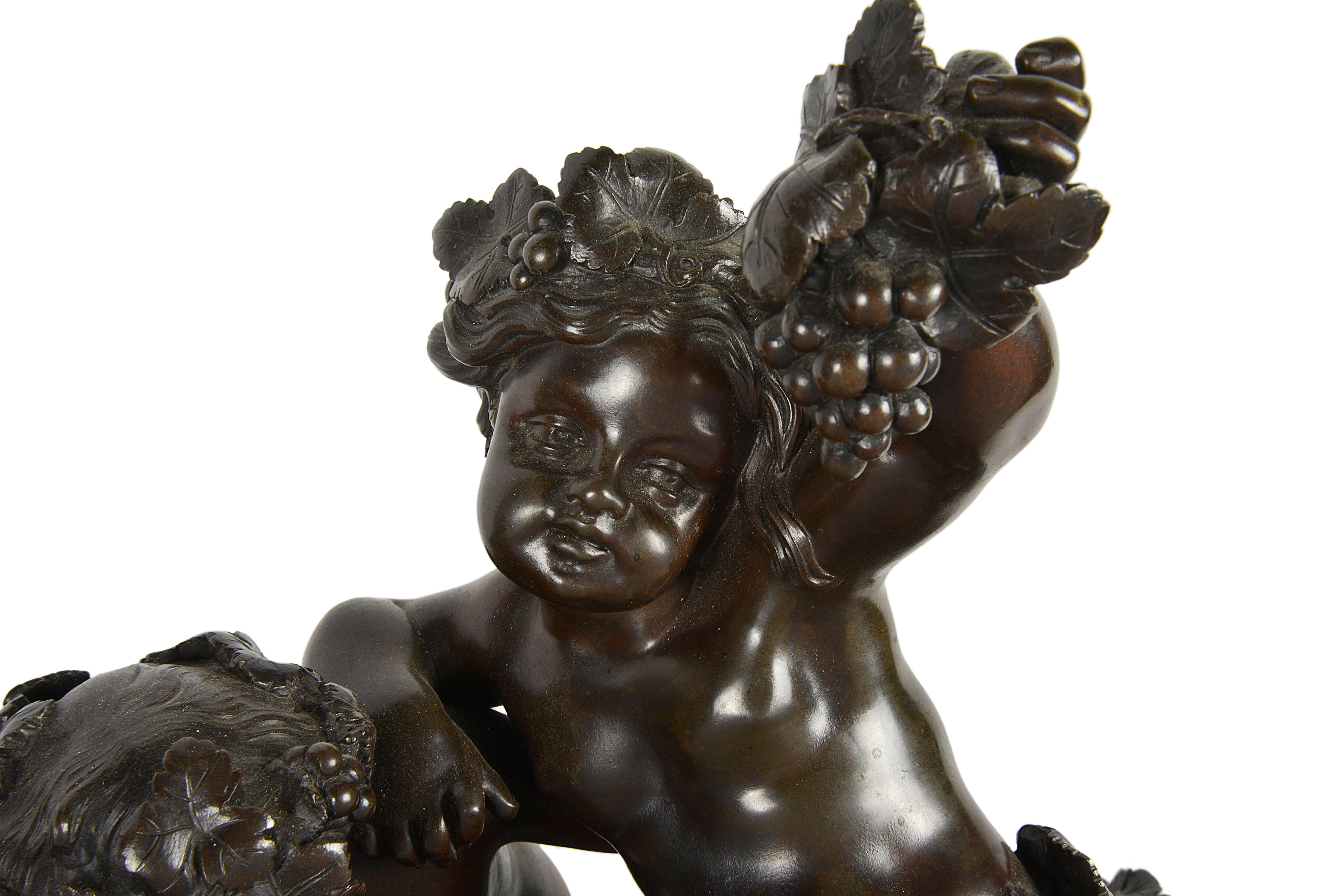 French Classical 19th Century Bacchus Bronze Group For Sale