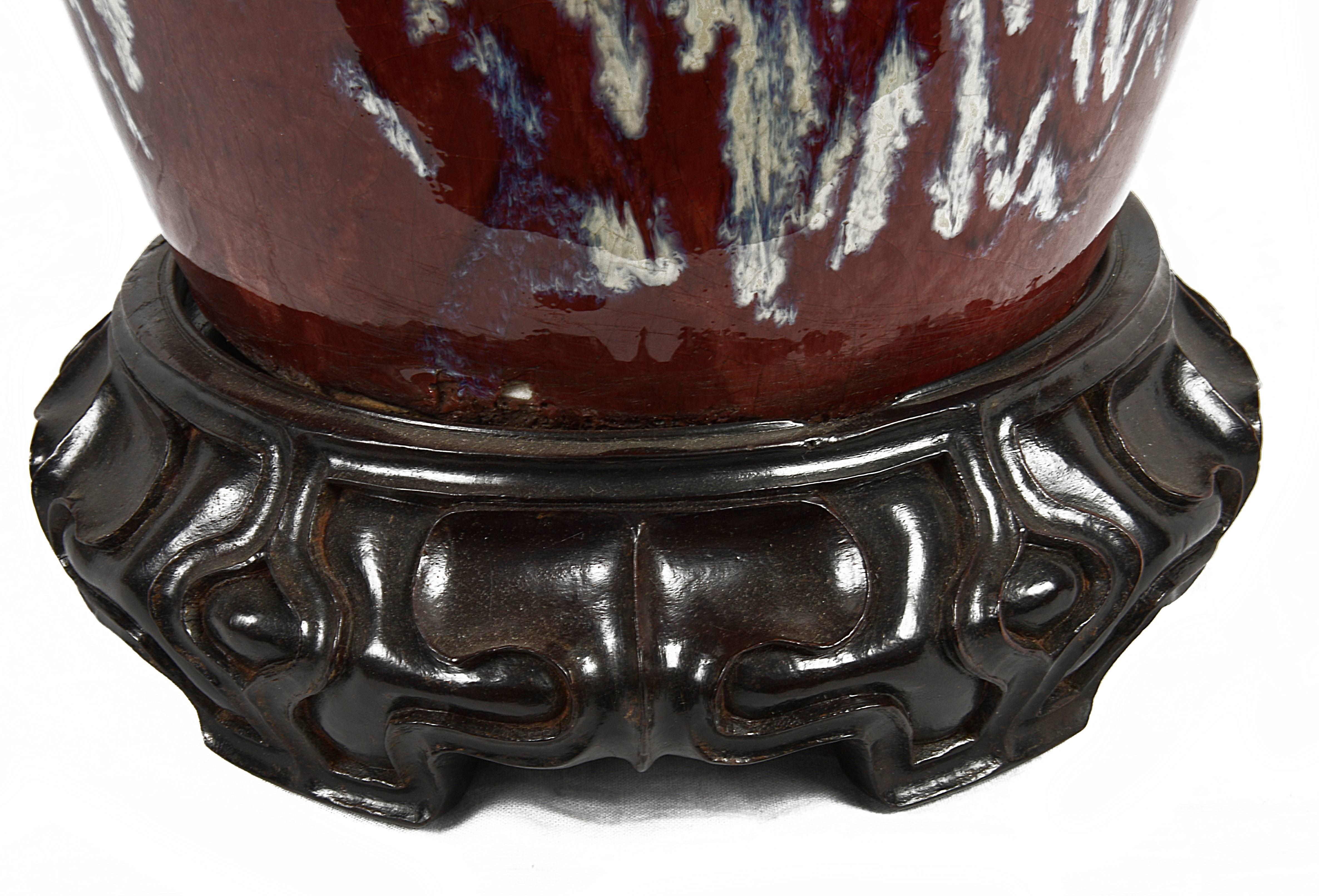 Chinese Export Antique Chinese Sang De Boeuf Vase or Lamp For Sale