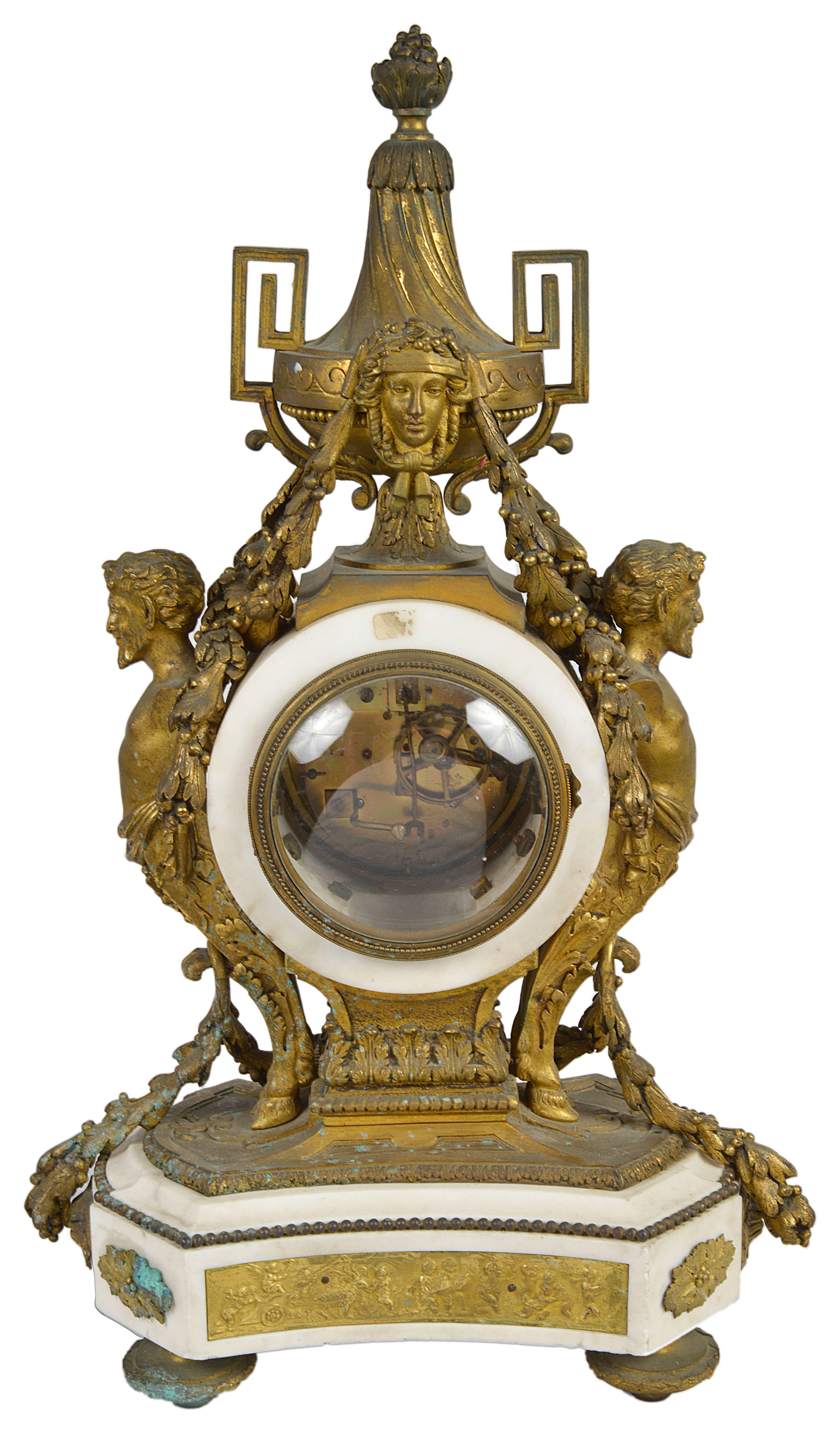 Gilt Raingo Fres, Paris. Louis XVI Style Mantel Clock For Sale