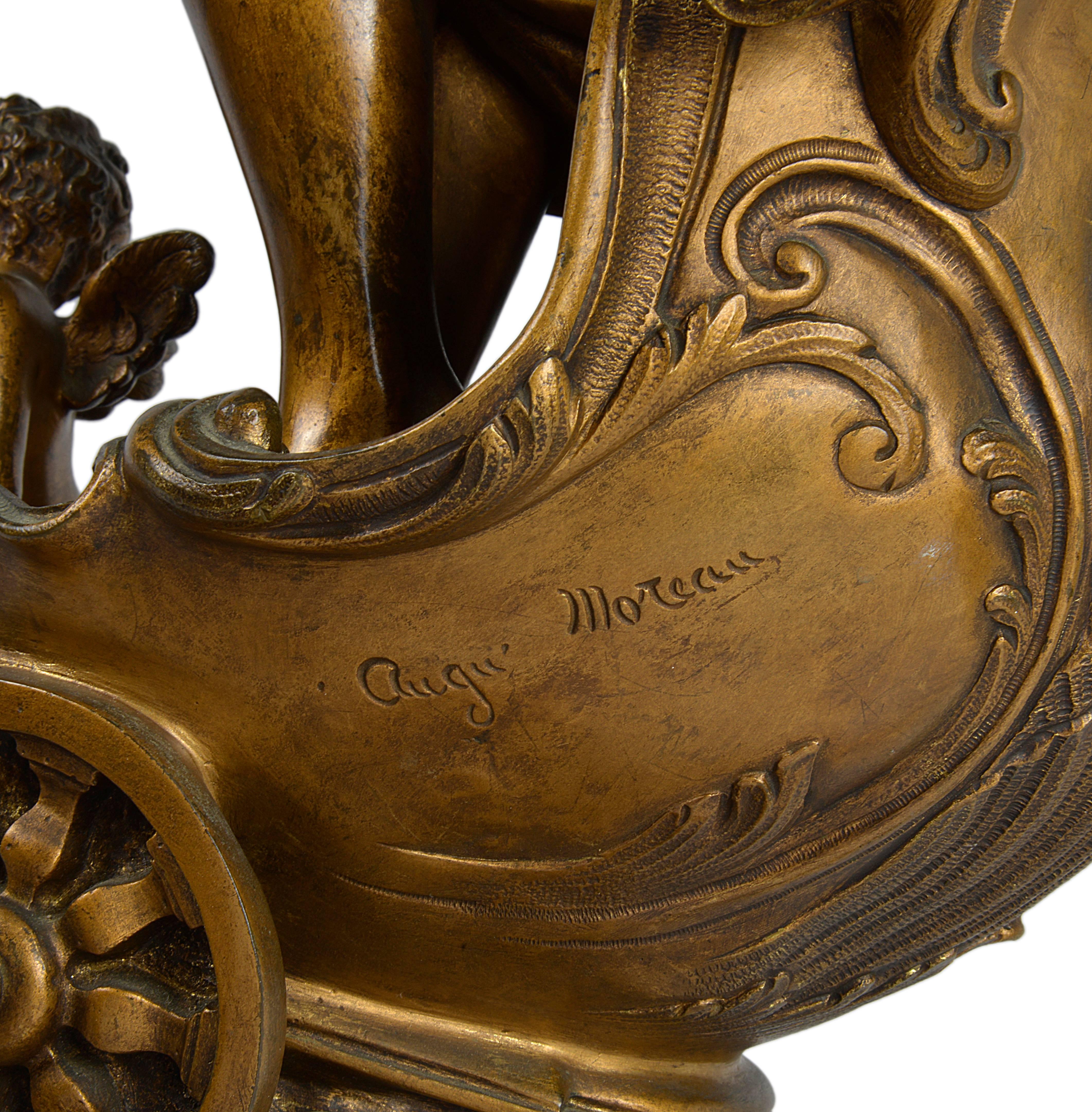Doré Auguste Moreau, statue en bronze du Char DAurore Le Chariot d'Aratrice en vente