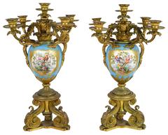 Large Pair of Antique Sevres Candelabra