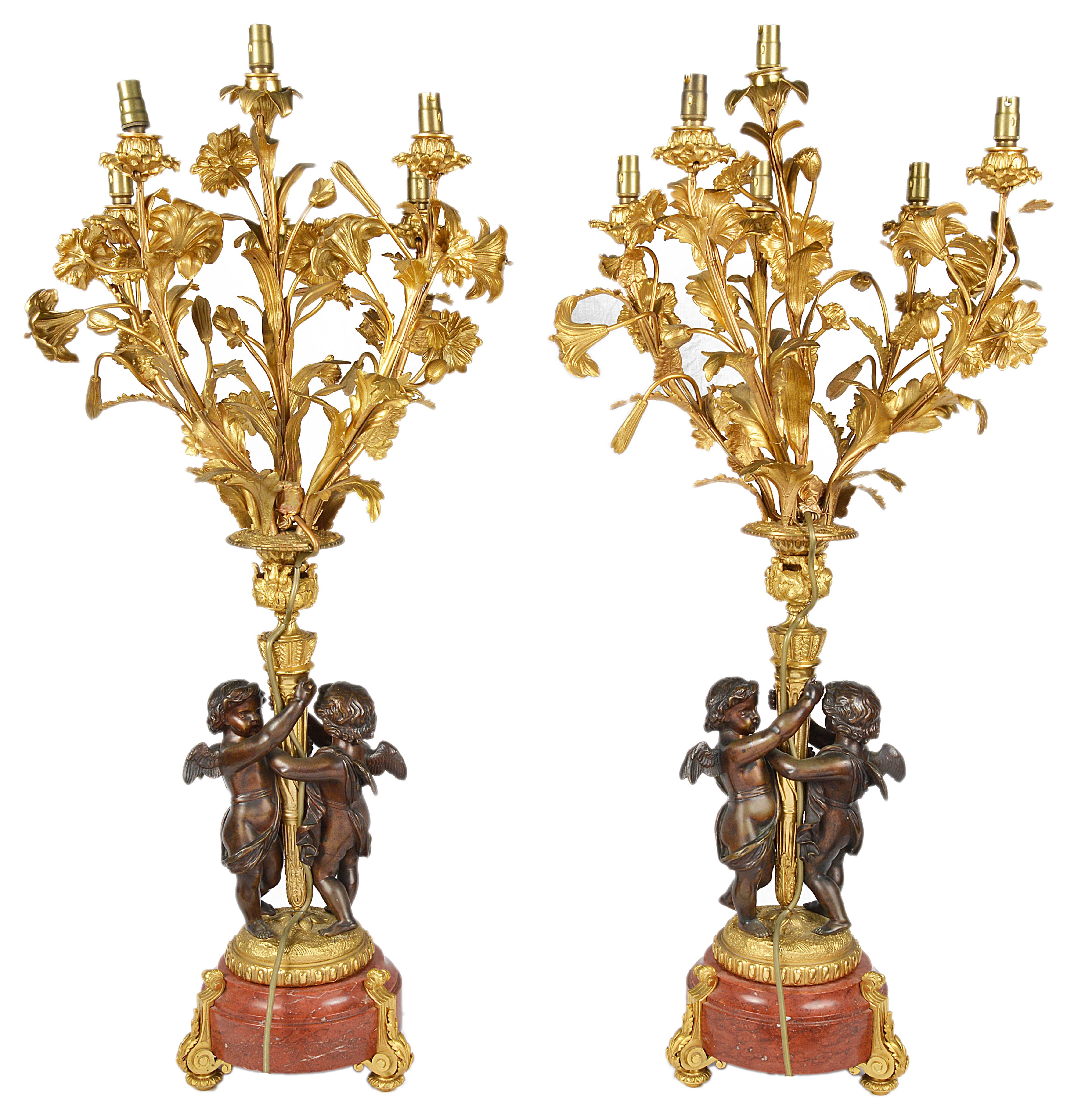 Large Pair of French Louis XVI Style Candelabra In Good Condition In Brighton, Sussex