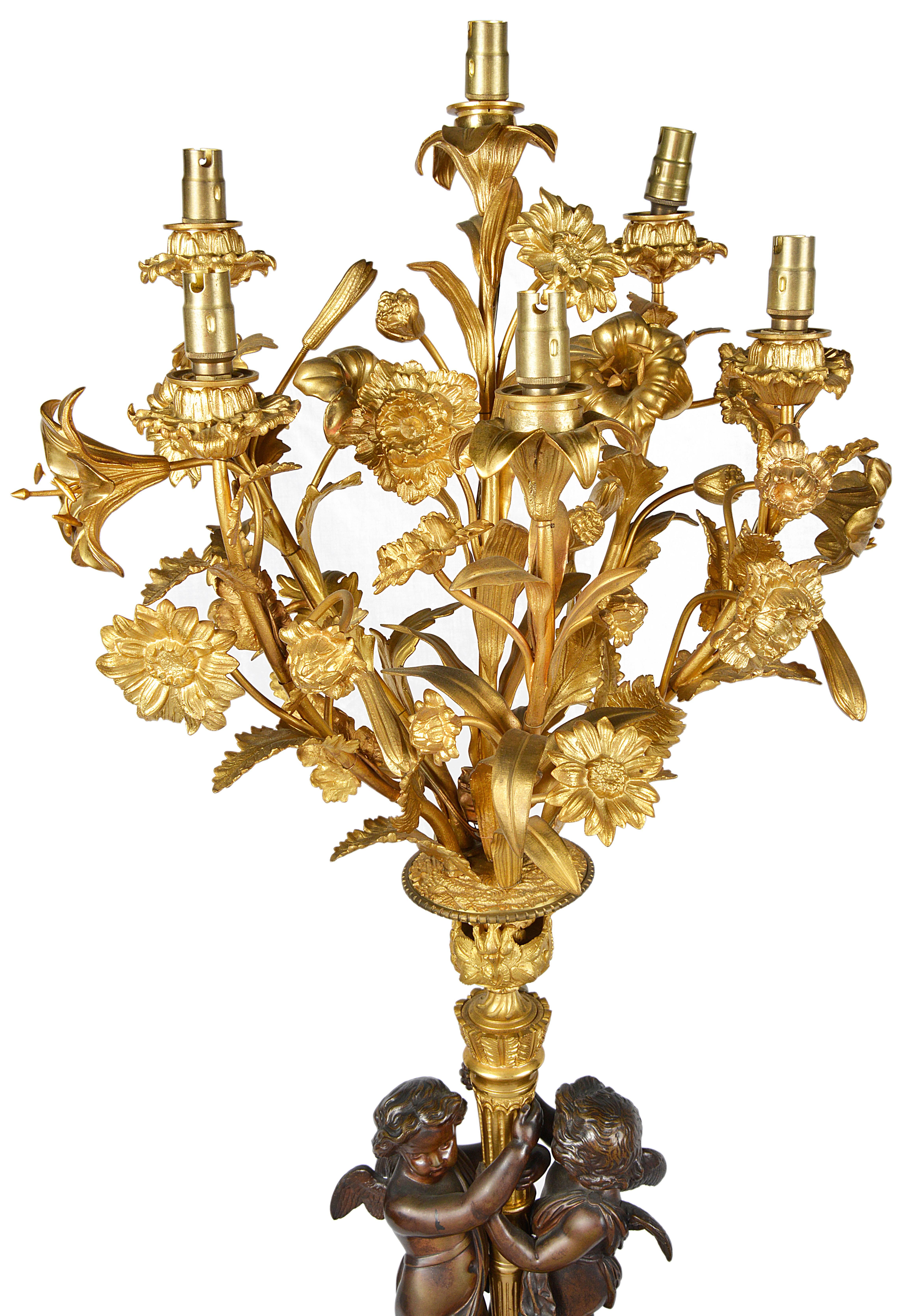 Bronze Large Pair of French Louis XVI Style Candelabra