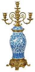 19th Century Chinese Blue and White Clock Garniture