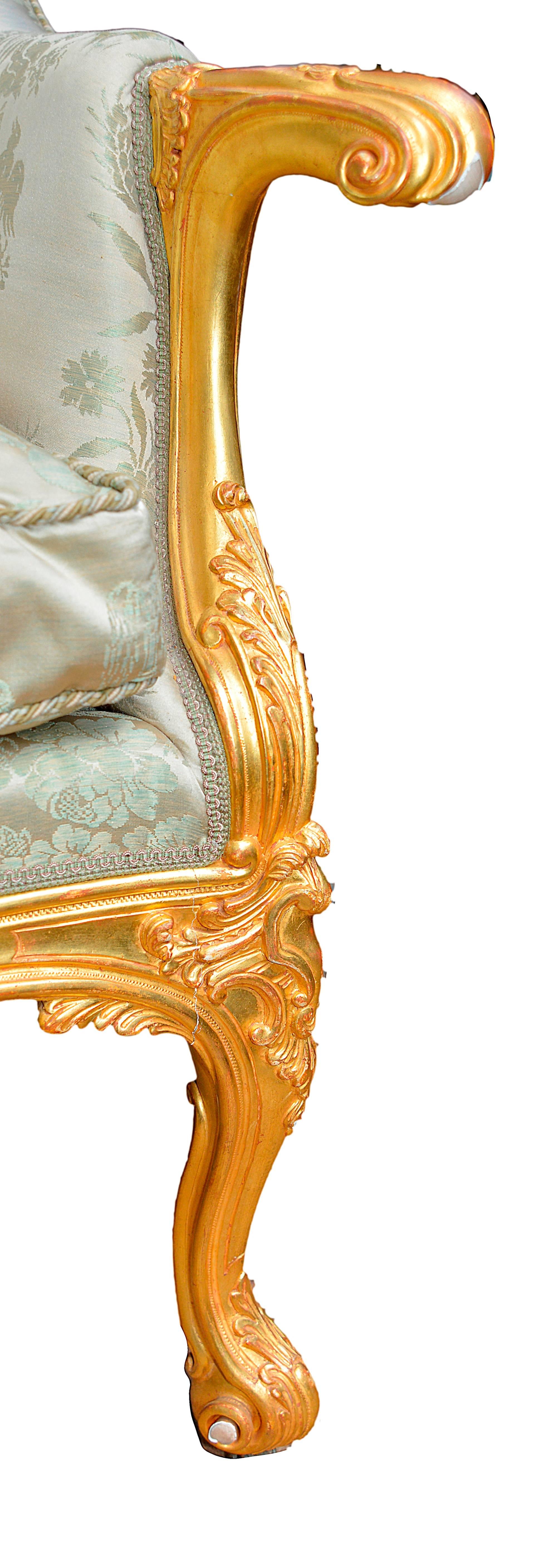 Pair of French Louis XVI Style Gilded Sofas, Late 19th Century 1