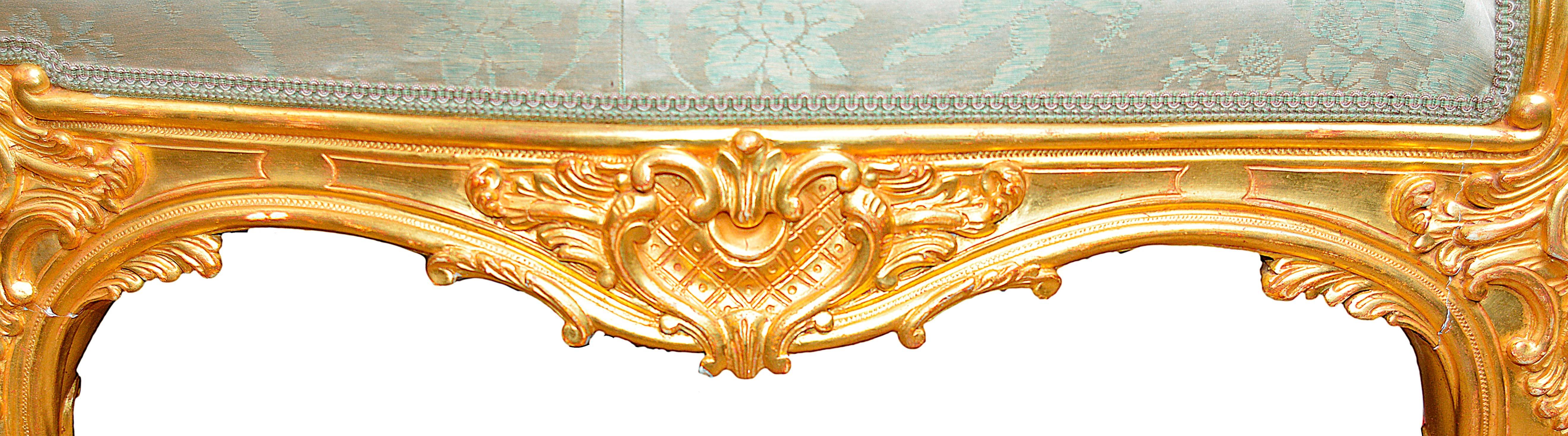 Pair of French Louis XVI Style Gilded Sofas, Late 19th Century 2