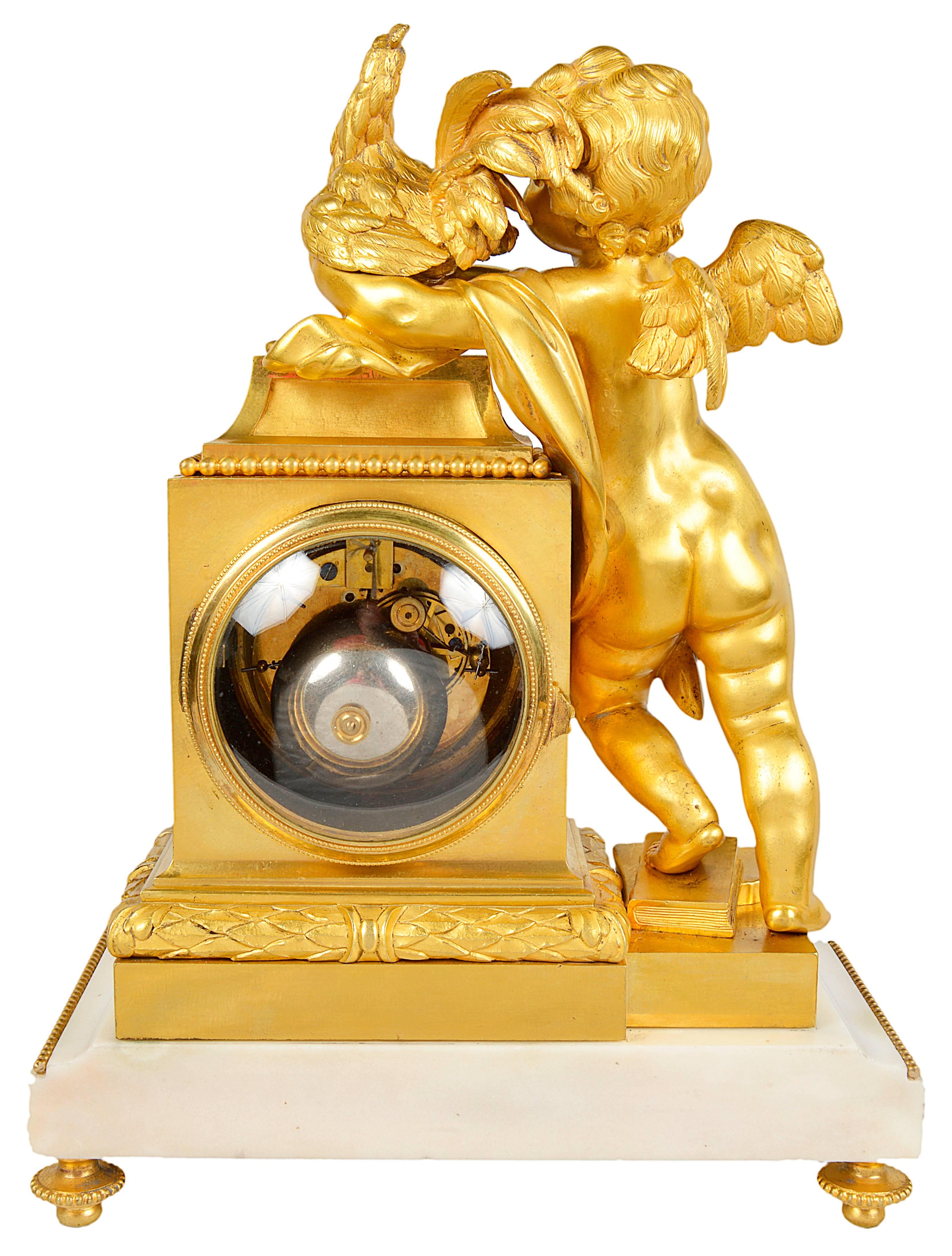 Ormolu French Louis XVI Style Clock Garniture For Sale
