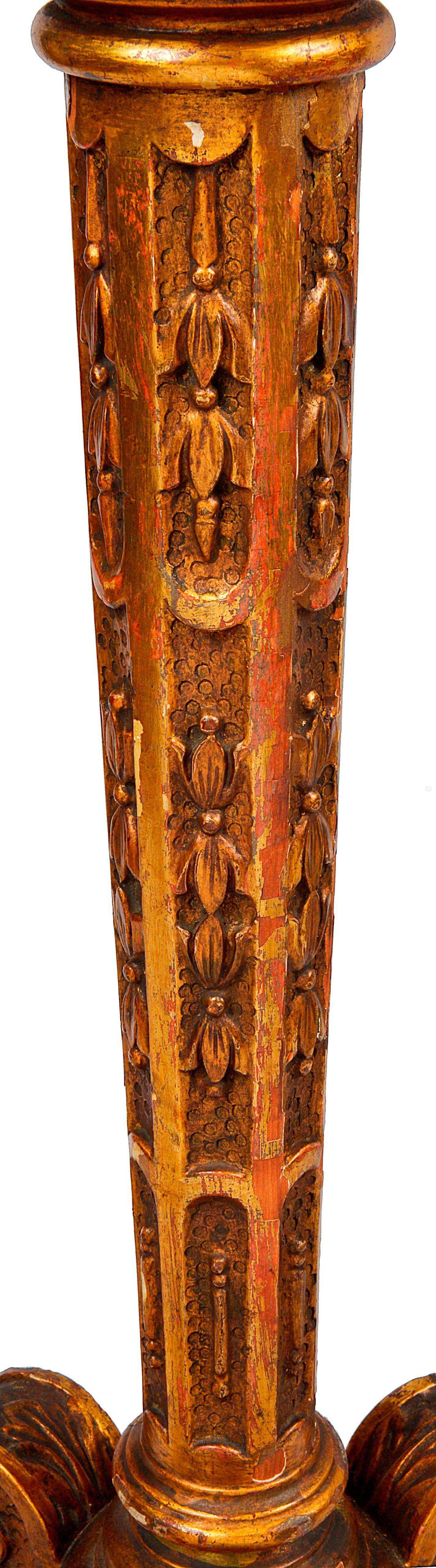 English Pair of Carved Gilded Torchas, 19th Century