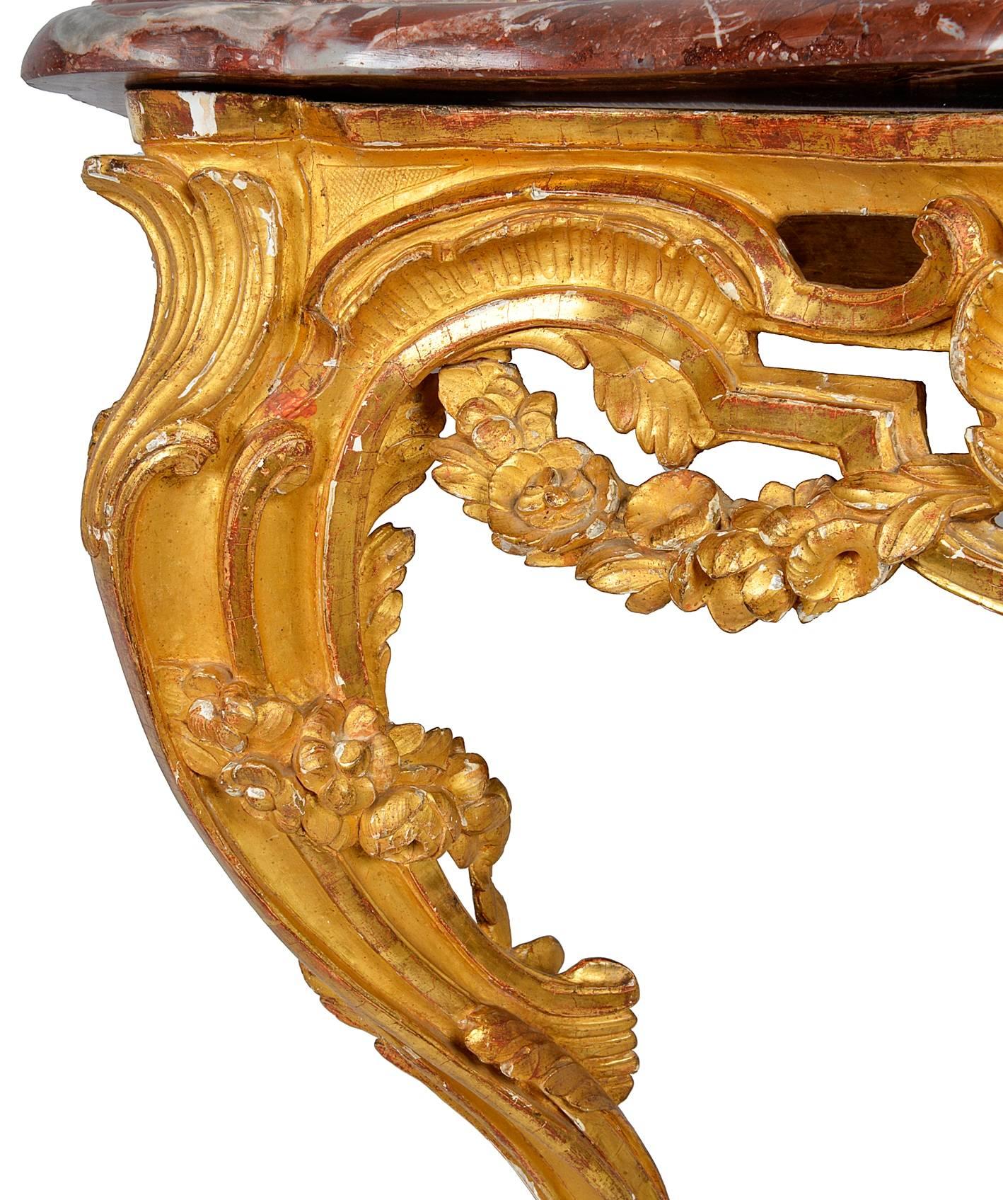 Louis XVI 18th Century French Gilded Console Table For Sale