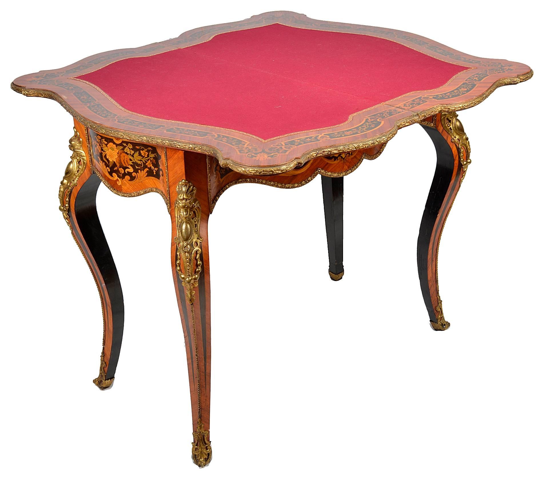 French Louis XVI Style Marquetry Card Table For Sale